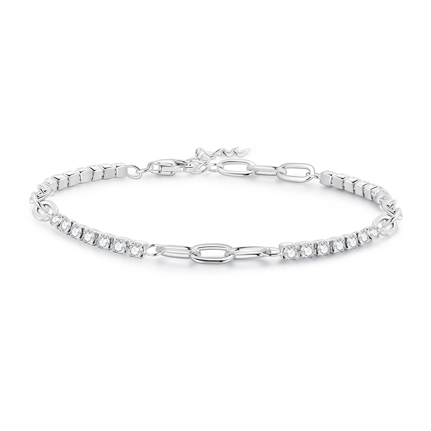 Silver Bracelet Shining Splicing CZ Chain For Sale - sursenso Bracelet
