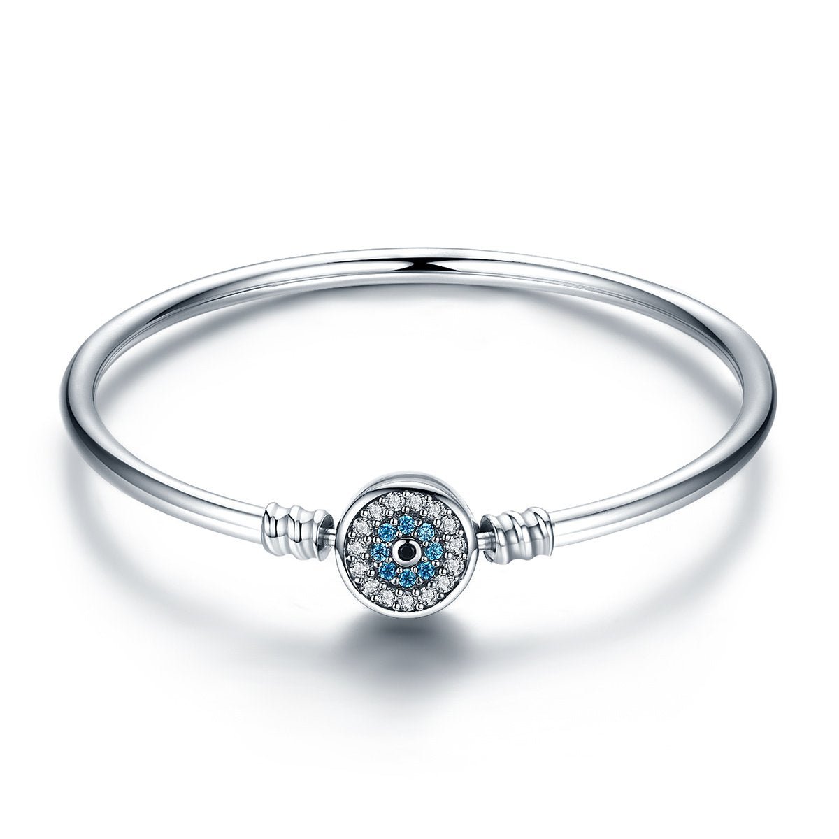 Silver Bracelet Sparkling Blue Eye CZ Clasp Bangle For Sale - sursenso Bracelet