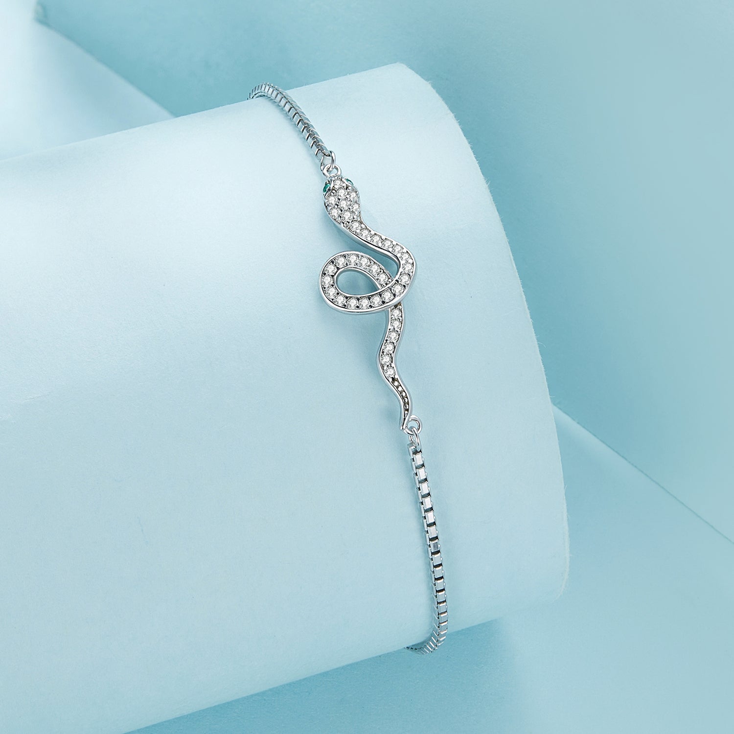 Sterling Silver Bracelet Spirit Serpent CZ Chain Bracelet