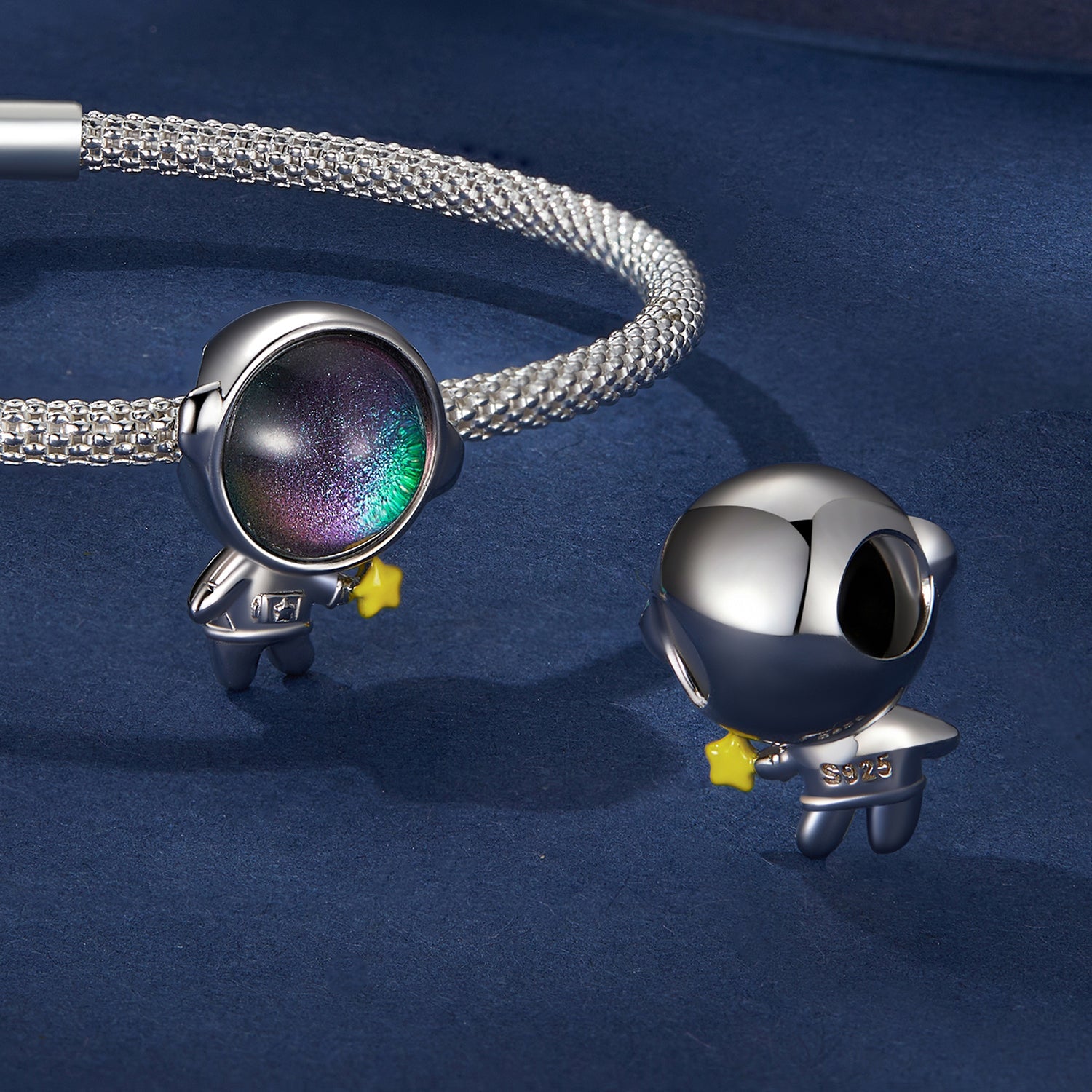 Silver Charm An Astronaut with A Star Green CZ Charm For Sale - sursenso Charm