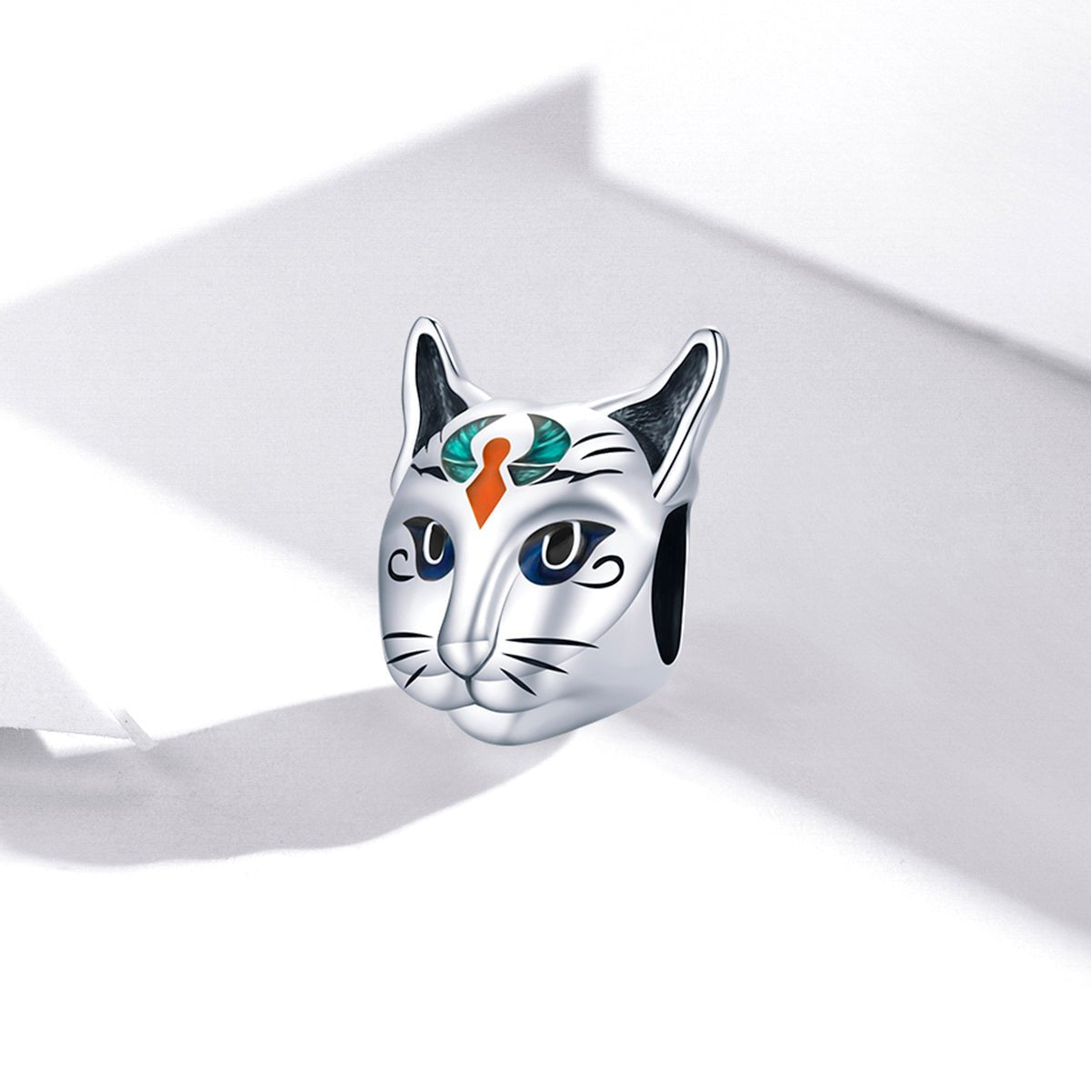 Silver Charm Ancient Egyptian Bastet Cat Face Charm For Sale - sursenso Charm