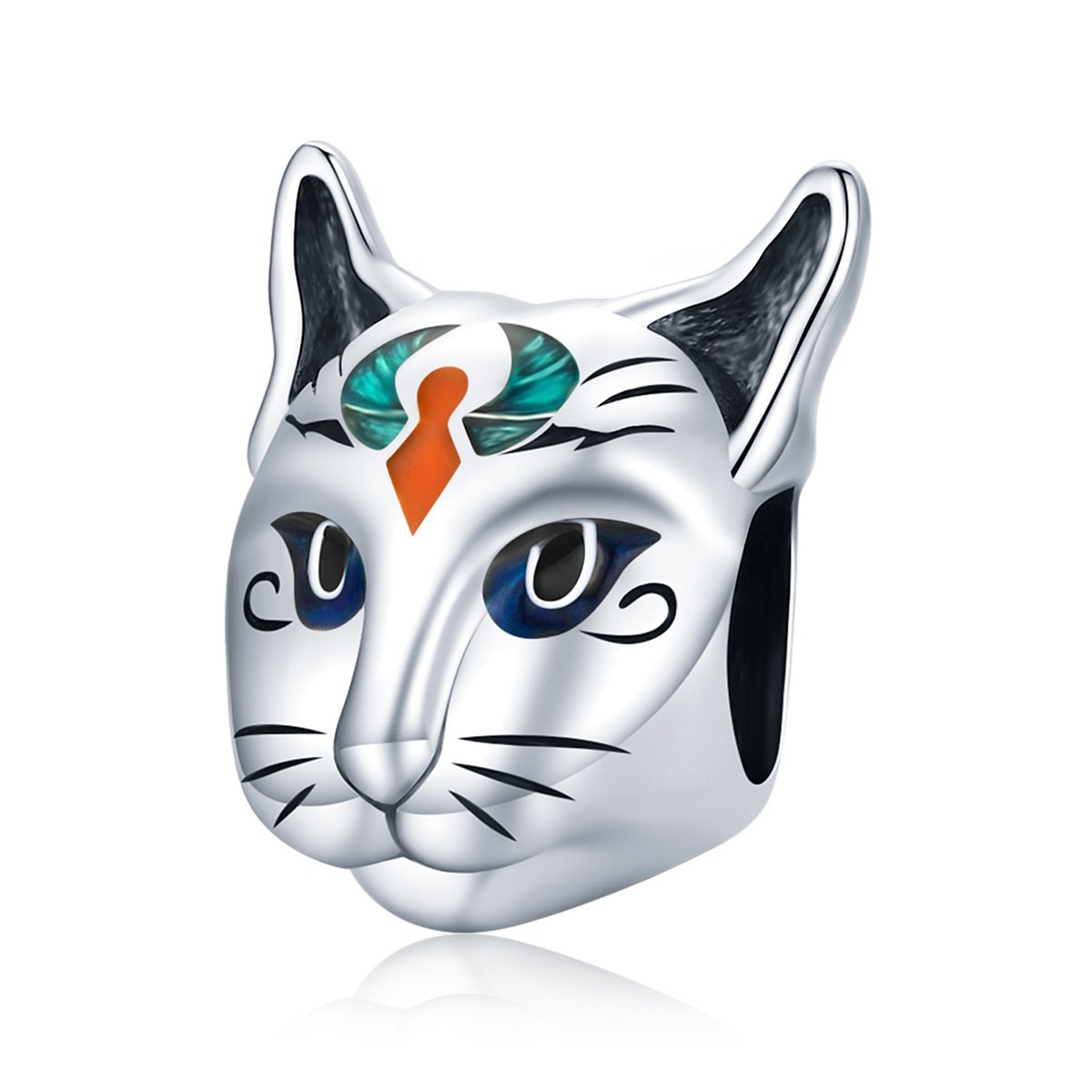 Silver Charm Ancient Egyptian Bastet Cat Face Charm For Sale - sursenso Charm