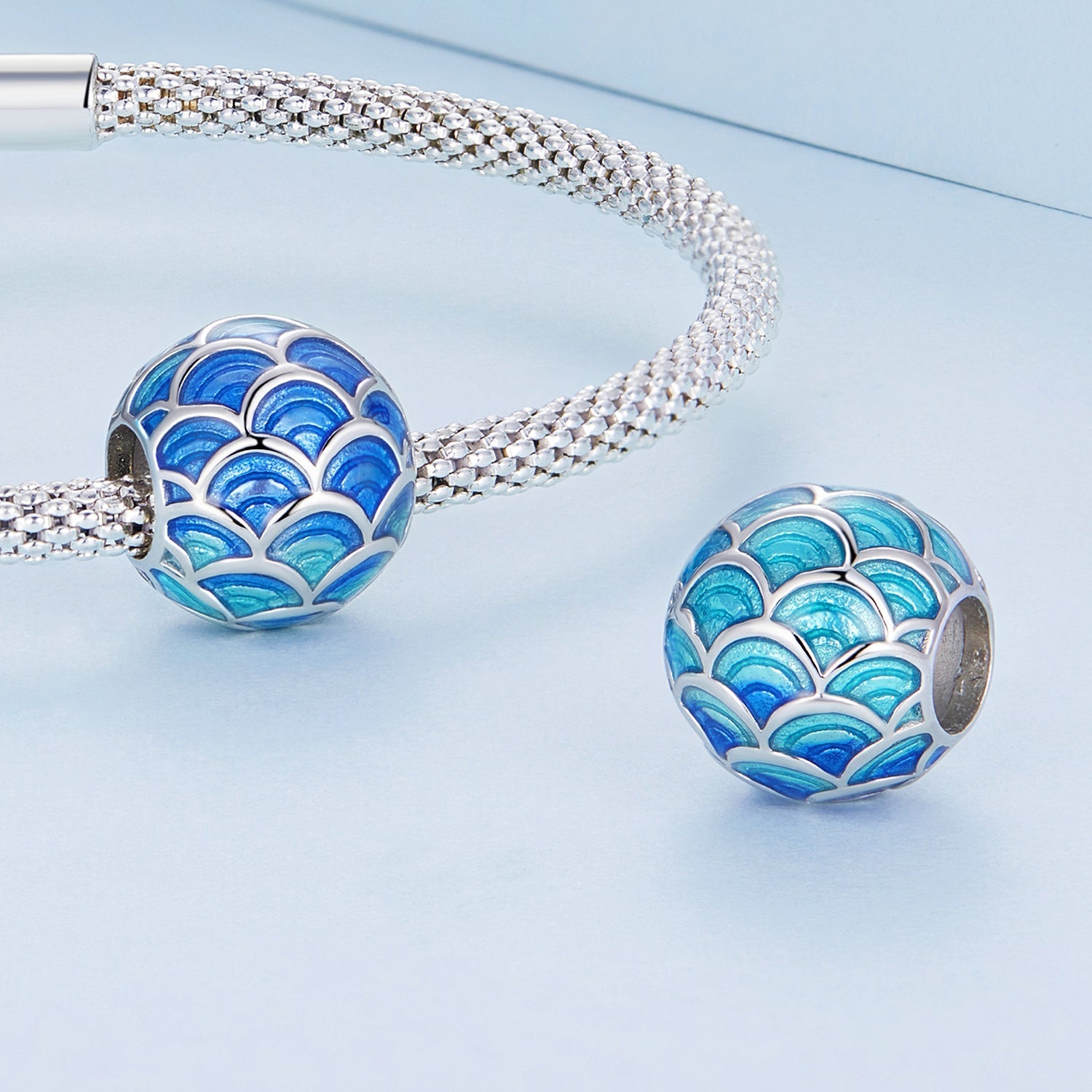 Silver Charm Blue Dragon Scale Charm For Sale - sursenso Charm