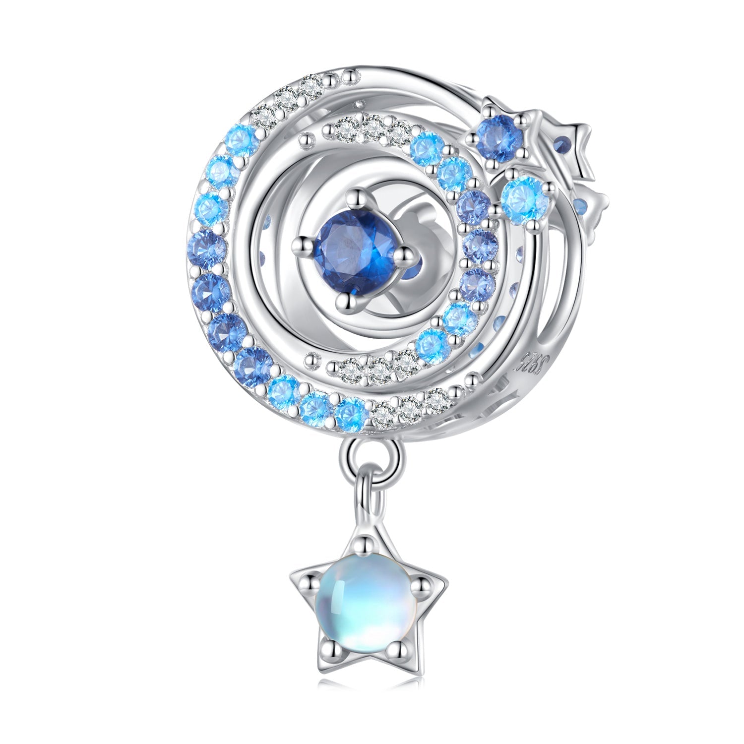 Silver Charm Blue Fantasy Interstellar CZ Charm For Sale - sursenso Charm