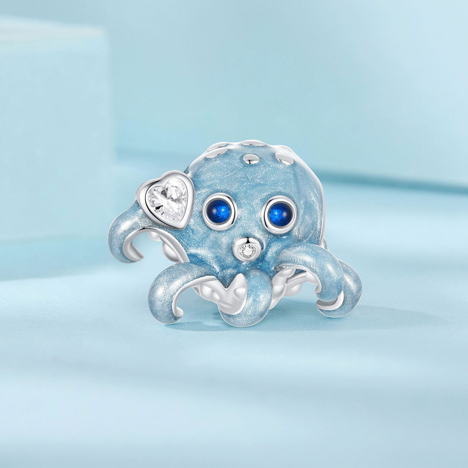 Silver Charm Blue Octopus CZ Charm For Sale - sursenso Charm
