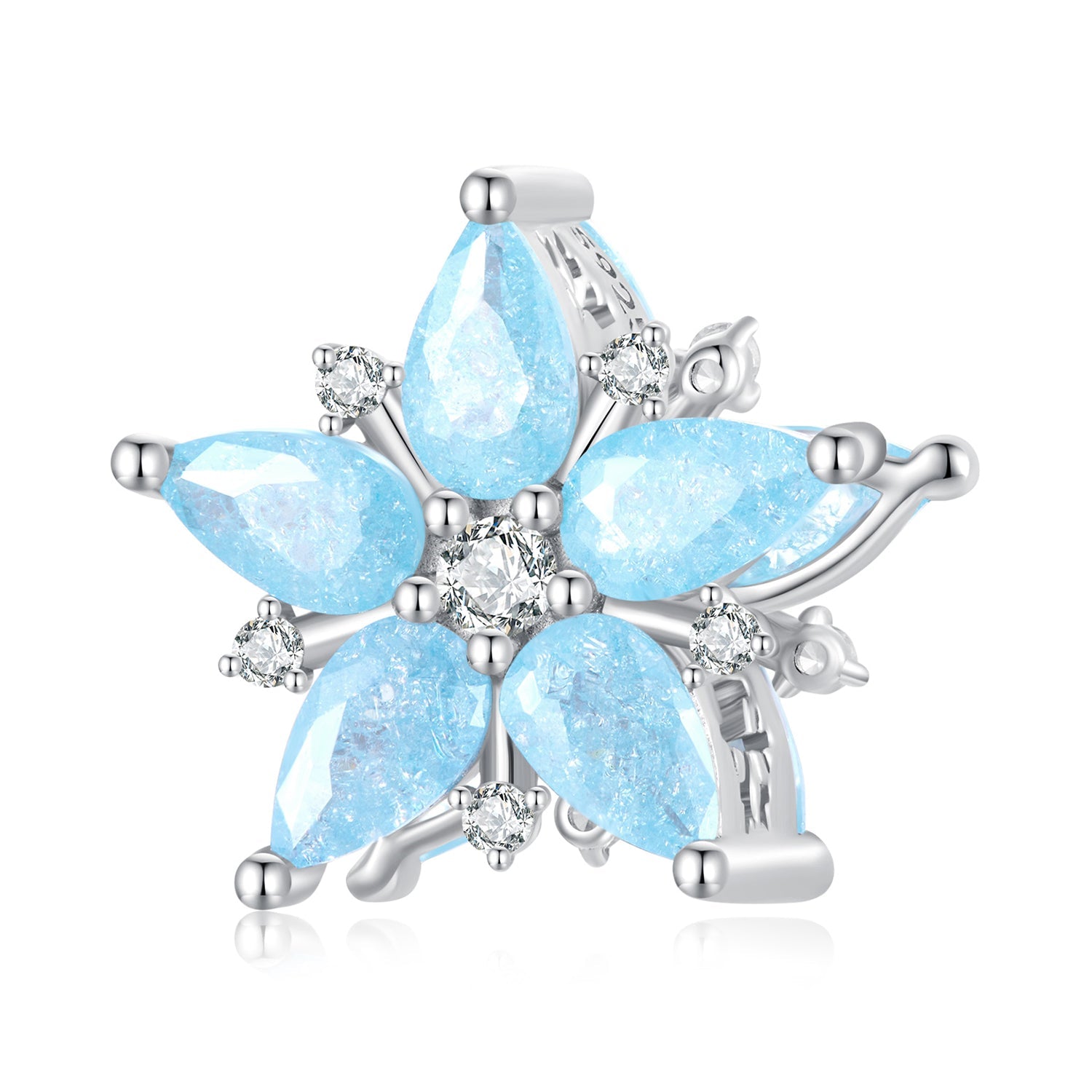Silver Charm Blue Snowflake CZ Charm For Sale - sursenso Charm