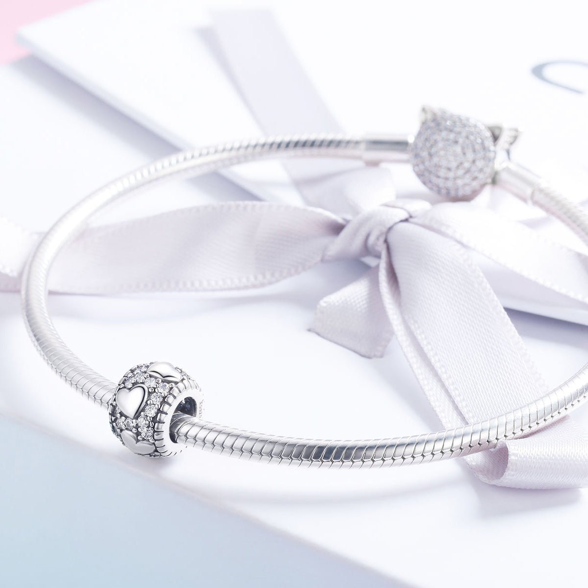 Silver Charm Bright Heart CZ Charm For Sale - sursenso Charm
