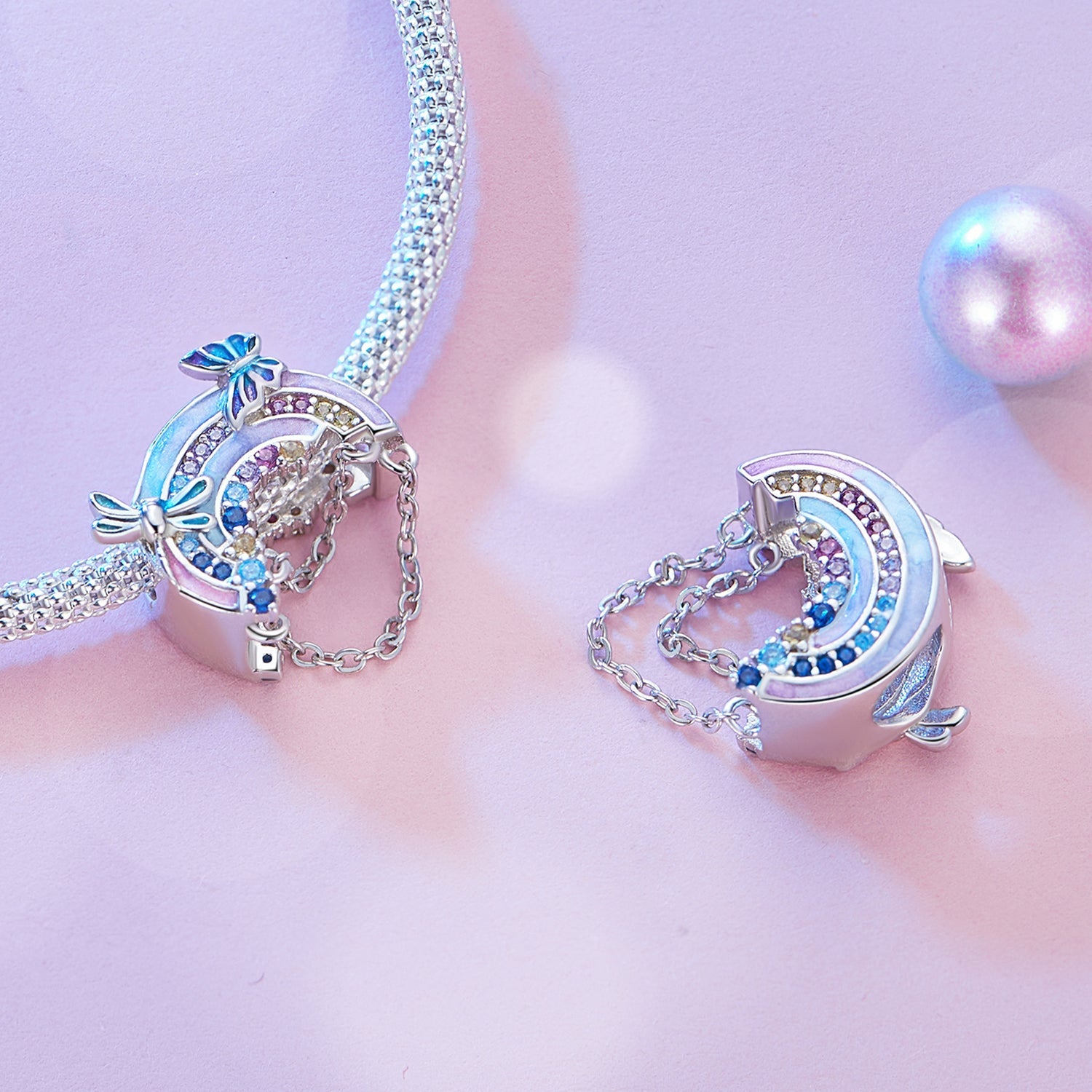 Silver Charm Brilliant Rainbow CZ Charm For Sale - sursenso Charm