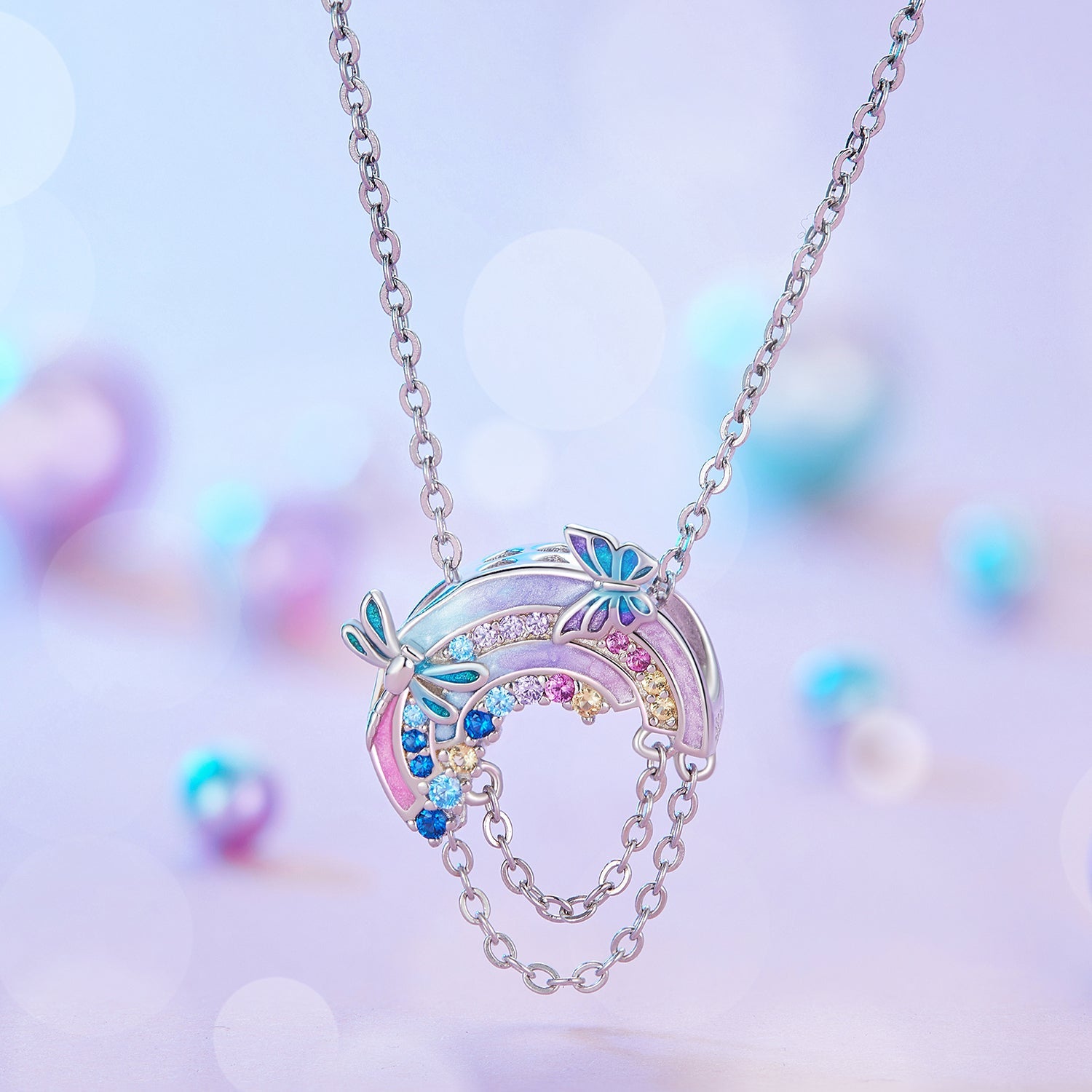 Silver Charm Brilliant Rainbow CZ Charm For Sale - sursenso Charm