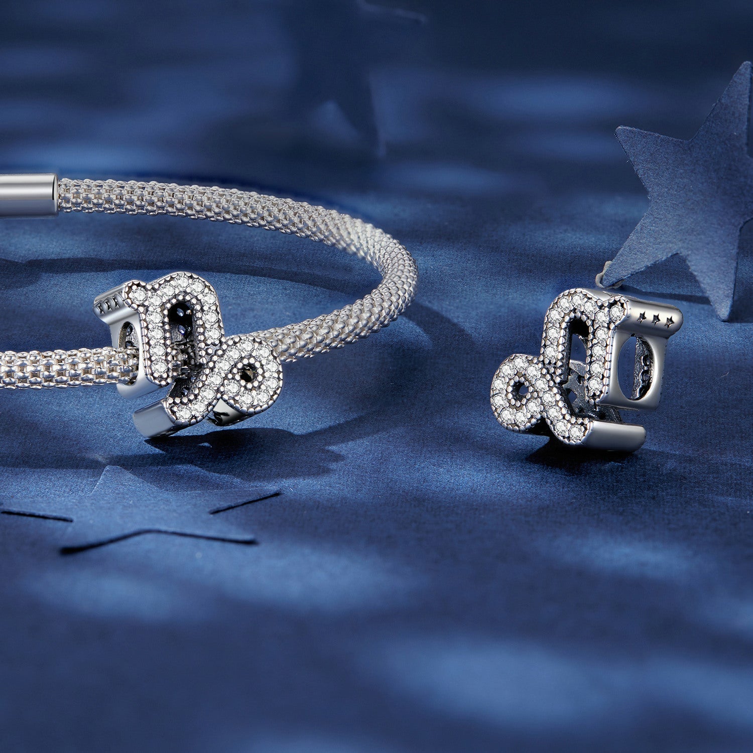 Silver Charm Capricorn Lucky Sign CZ Charm For Sale - sursenso Charm