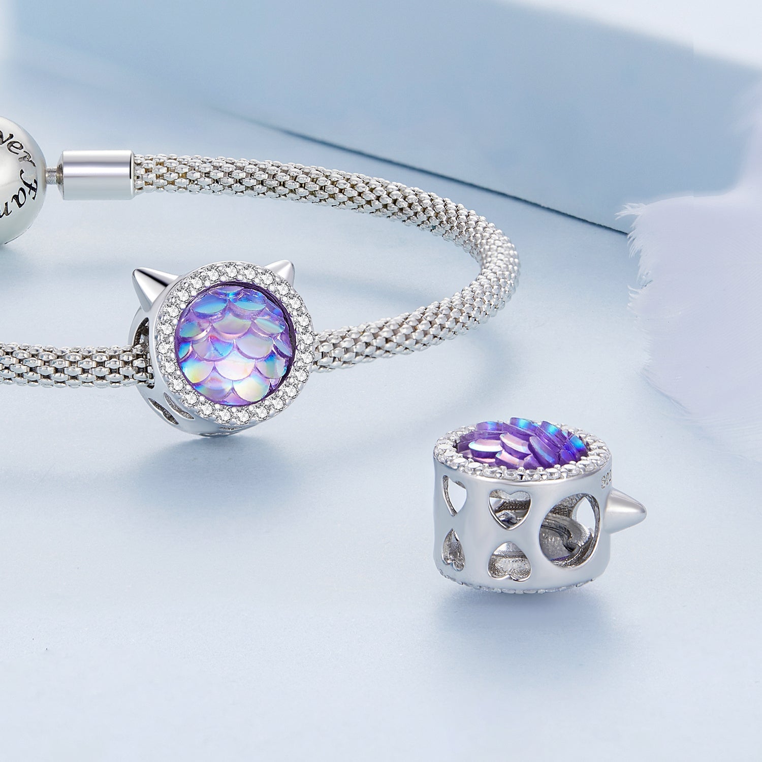 Silver Charm Cat Fish Scale CZ Charm For Sale - sursenso Charm