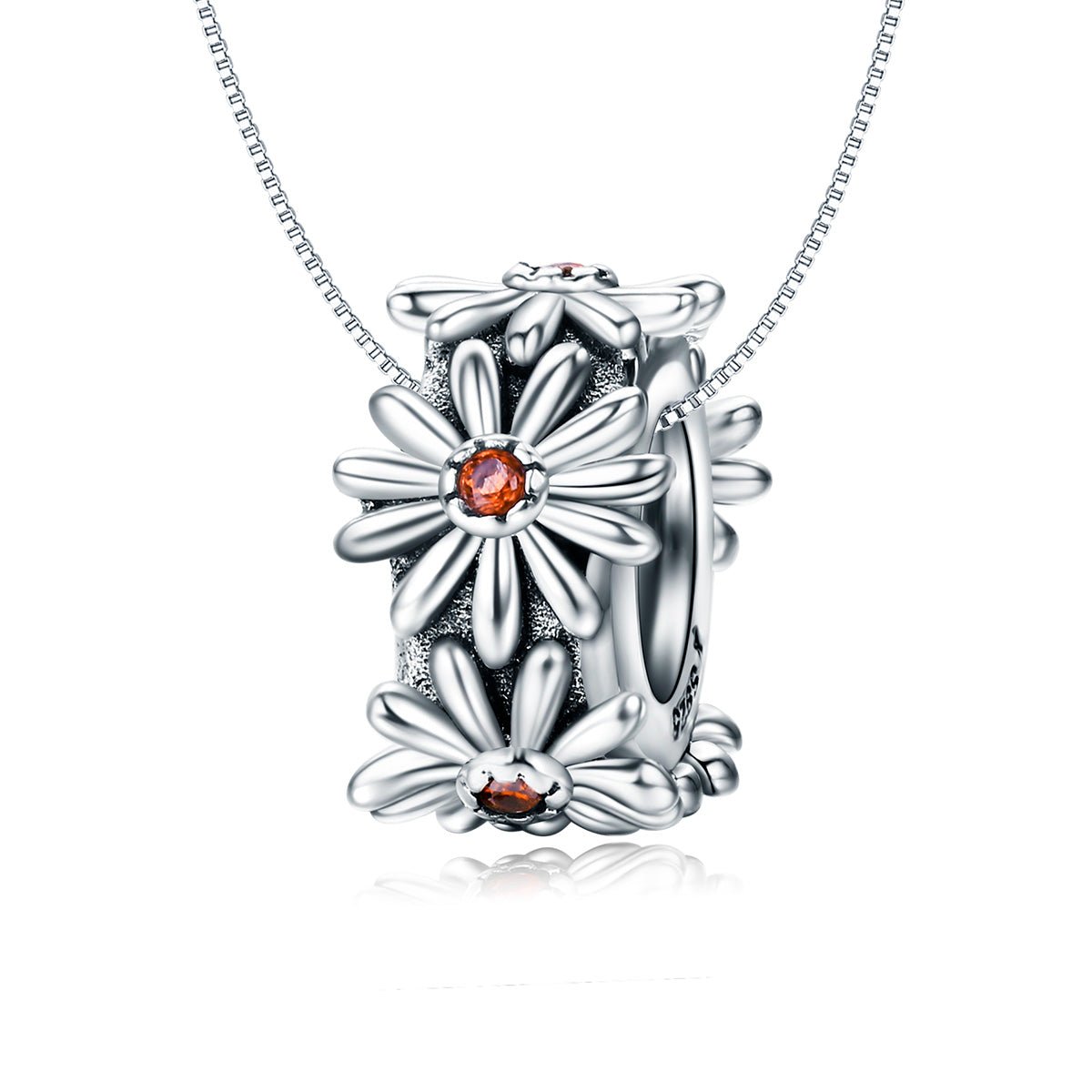 Silver Charm Centred Stone Sun Flower CZ Charm For Sale - sursenso Charm