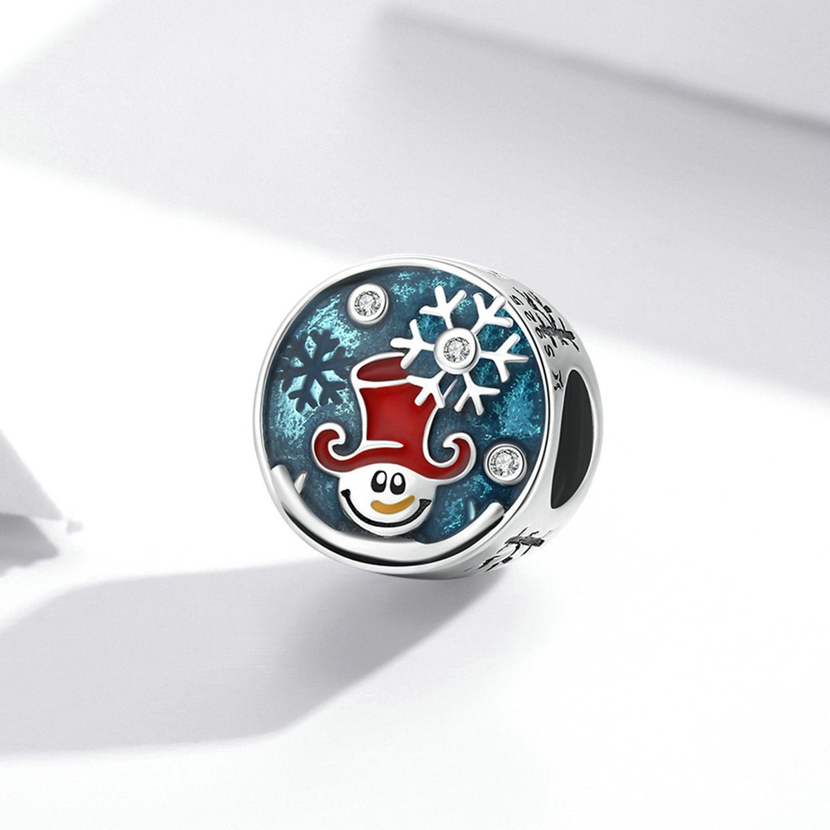 Silver Charm Christmas Clown Snowman CZ Charm For Sale - sursenso Charm