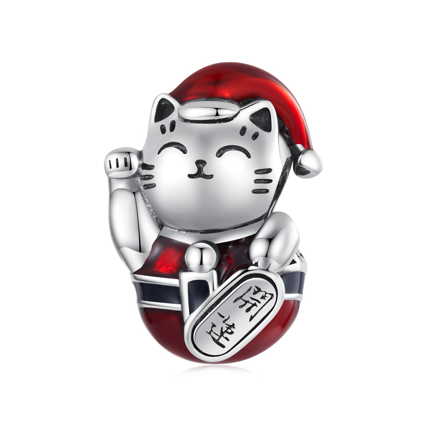 Silver Charm Christmas Fortune Cat Charm For Sale - sursenso Charm