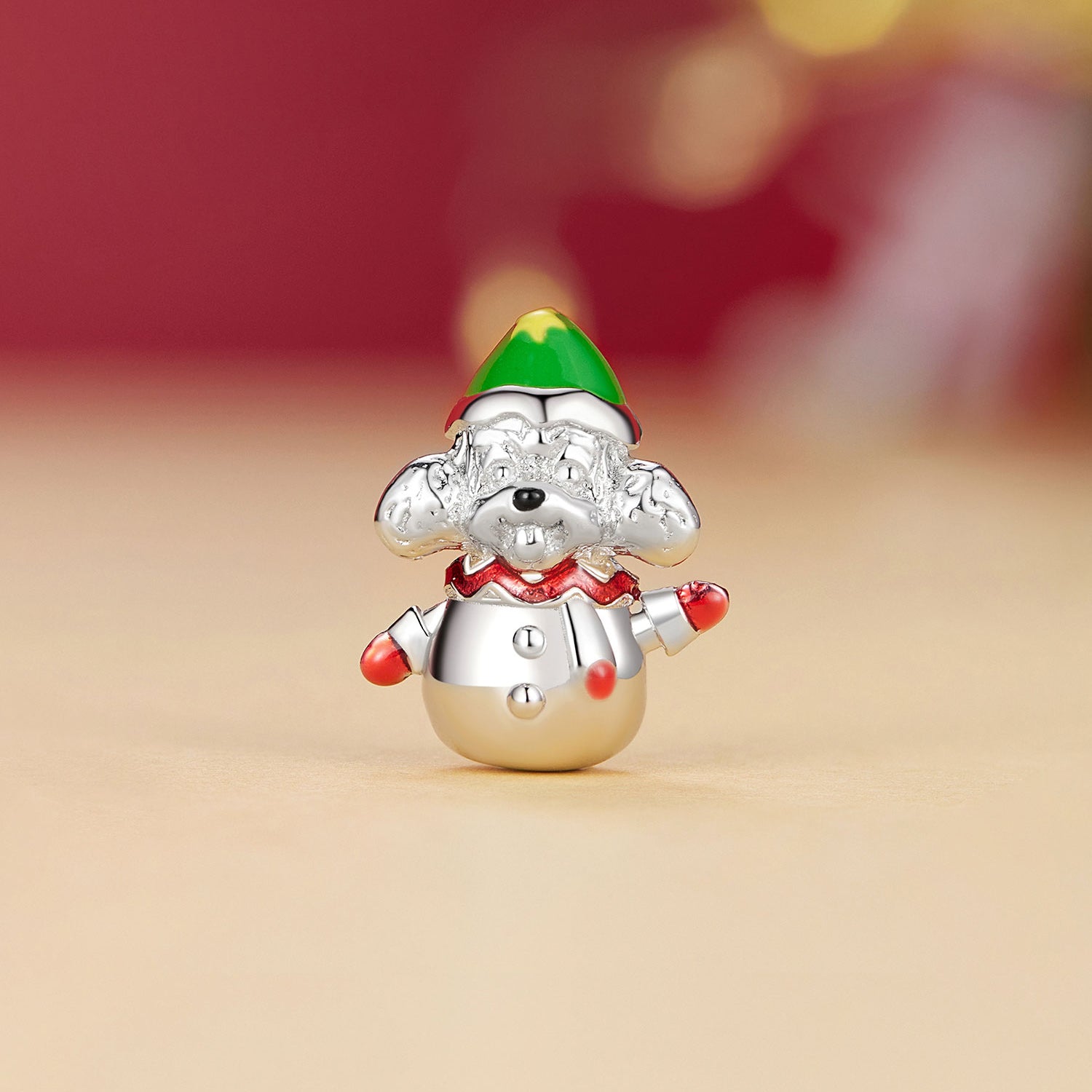 Silver Charm Christmas Snowman Puppy Charm For Sale - sursenso Charm