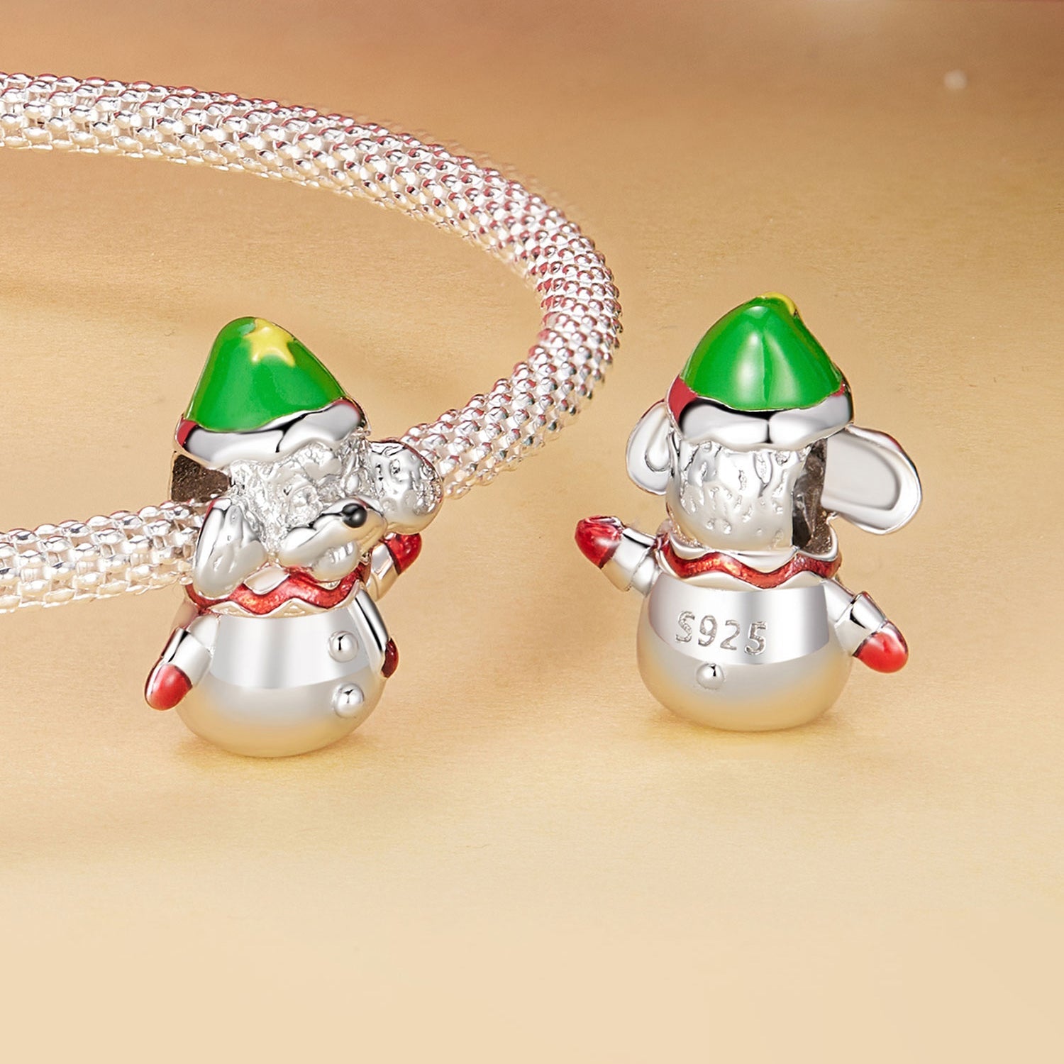 Silver Charm Christmas Snowman Puppy Charm For Sale - sursenso Charm