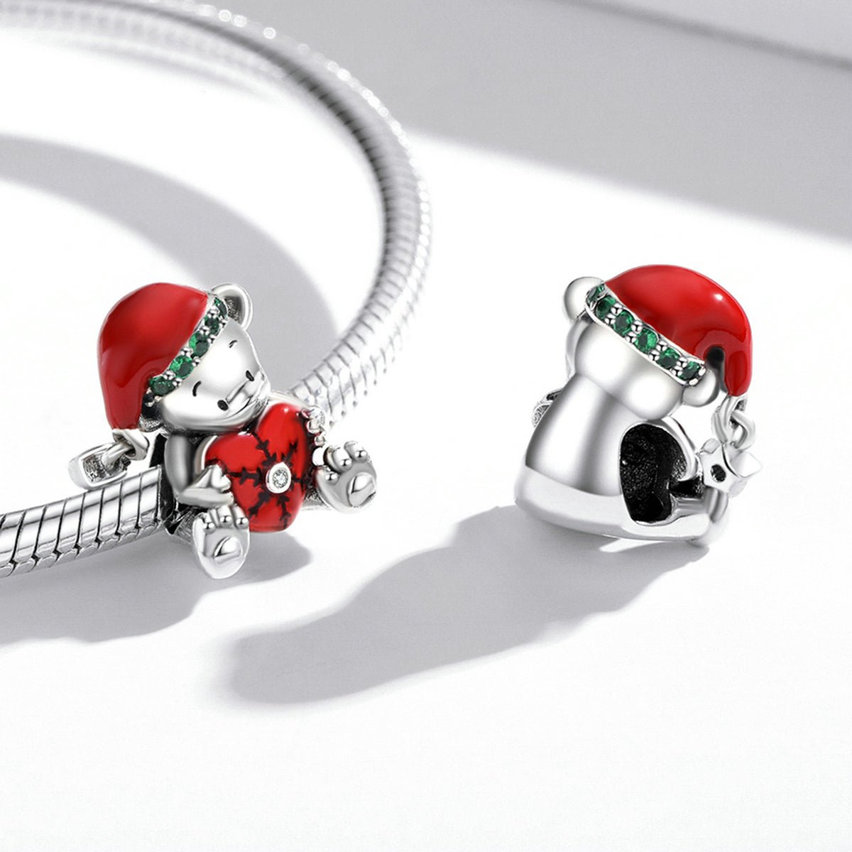 Silver Charm Christmas Teddy Bear Charm For Sale - sursenso Charm