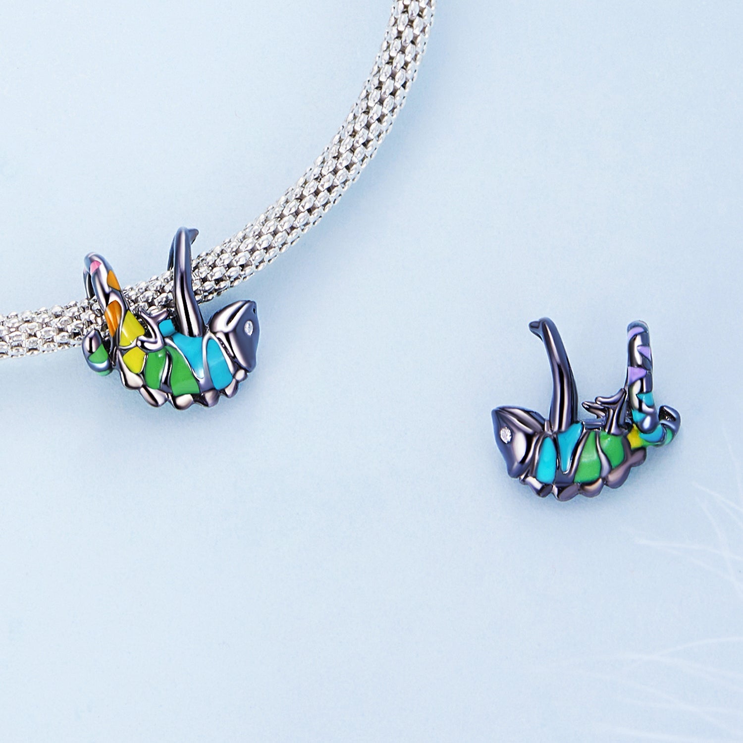 Silver Charm Colorful Chameleon CZ Charm For Sale - sursenso Charm