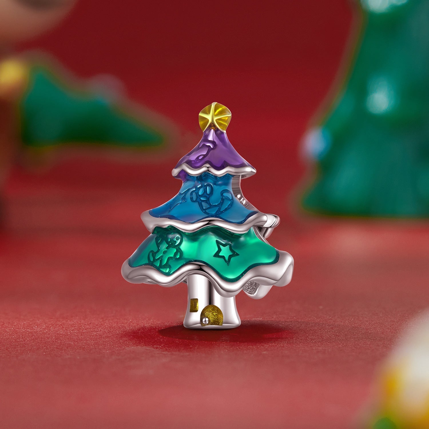 Silver Charm Colorful Christmas Tree Charm For Sale - sursenso Charm