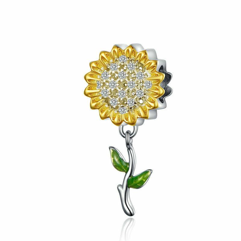 Silver Charm Colorful Sunflower CZ Charm For Sale - sursenso Charm