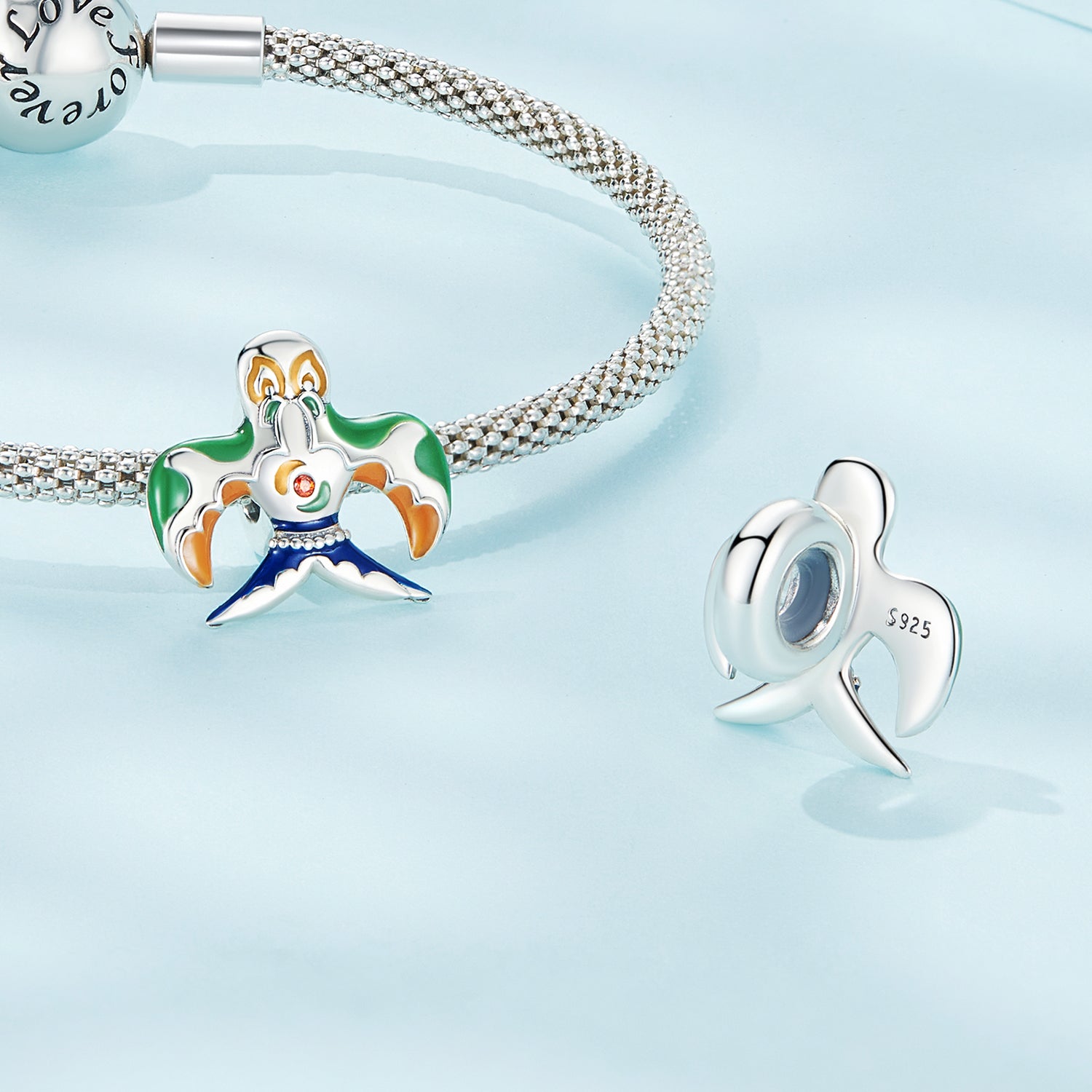 Silver Charm Colorful Swallow Bird Kite CZ Charm For Sale - sursenso Charm