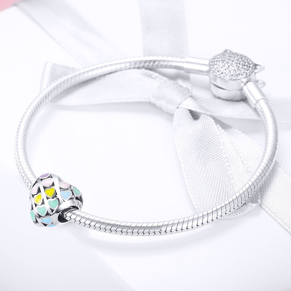 Silver Charm Colourful Heart Charm For Sale - sursenso Charm