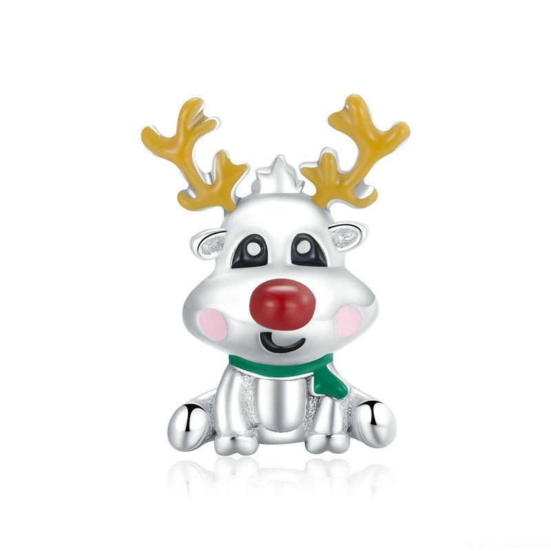 Silver Charm Cute Christmas Reindeer Charm For Sale - sursenso Charm