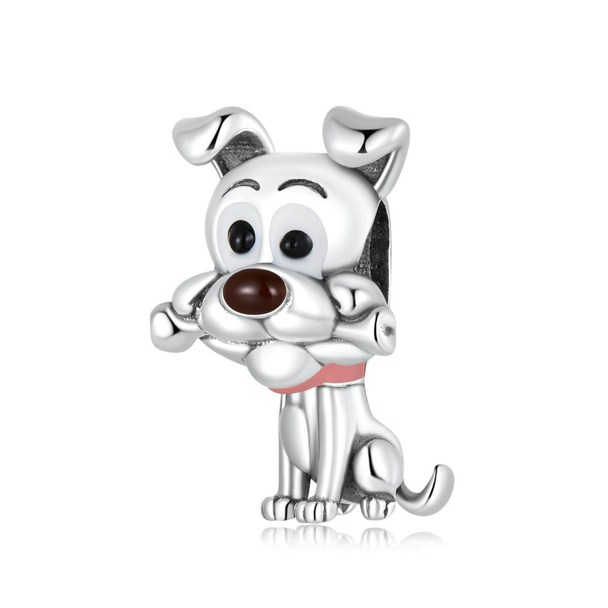 Silver Charm Cute Dog & Bone Enamel Charm For Sale - sursenso Charm