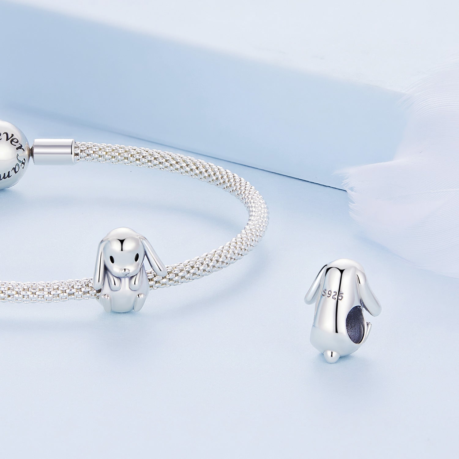 Silver Charm Cute Looping Rabbit Charm For Sale - sursenso Charm
