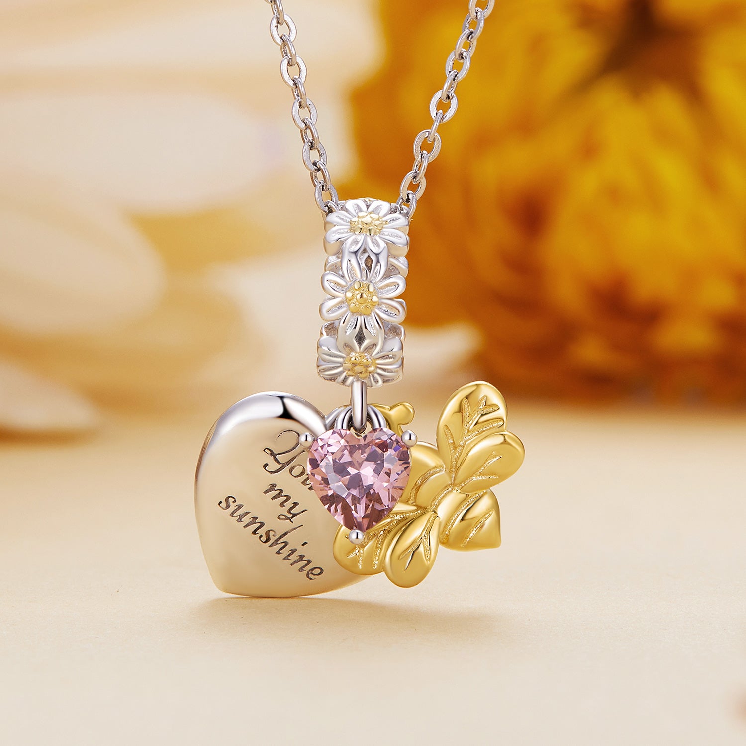 Silver Charm Daisy Bee Gold Sunshine CZ Charm For Sale - sursenso Charm
