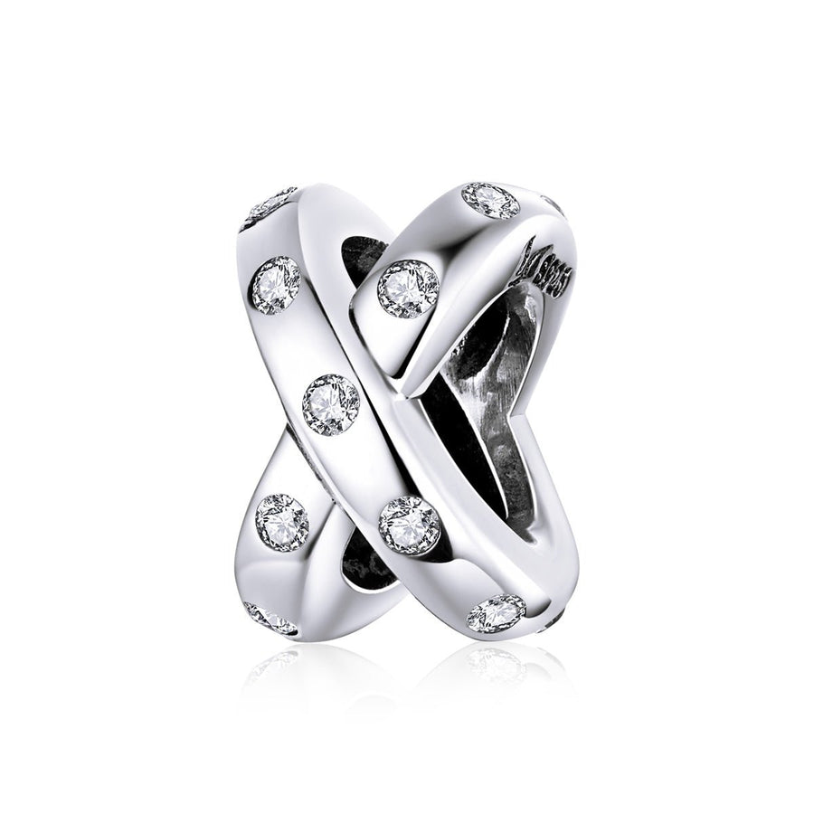 Silver Charm Dazzling Double Layers Cross CZ Charm For Sale - sursenso