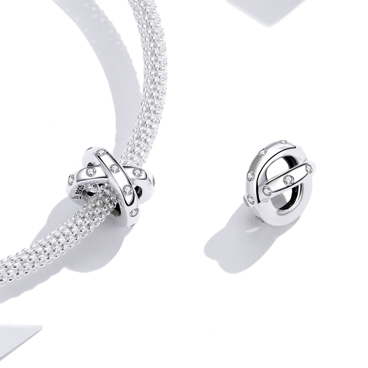 Silver Charm Dazzling Double Layers Cross CZ Charm For Sale - sursenso Charm