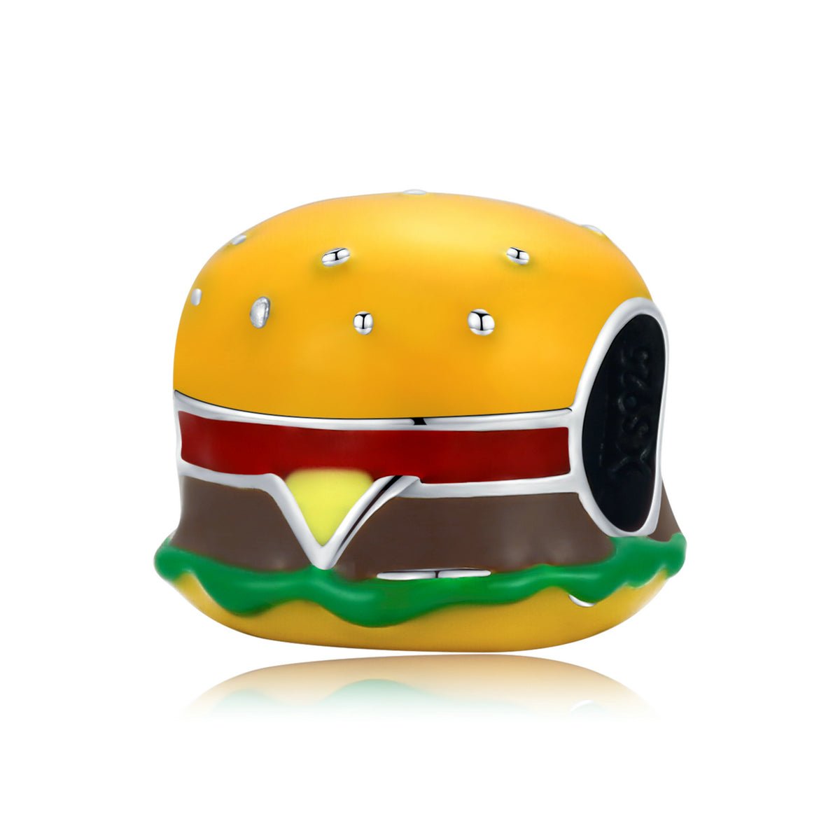 Silver Charm Delicious Hamburger Meal Charm For Sale - sursenso Charm