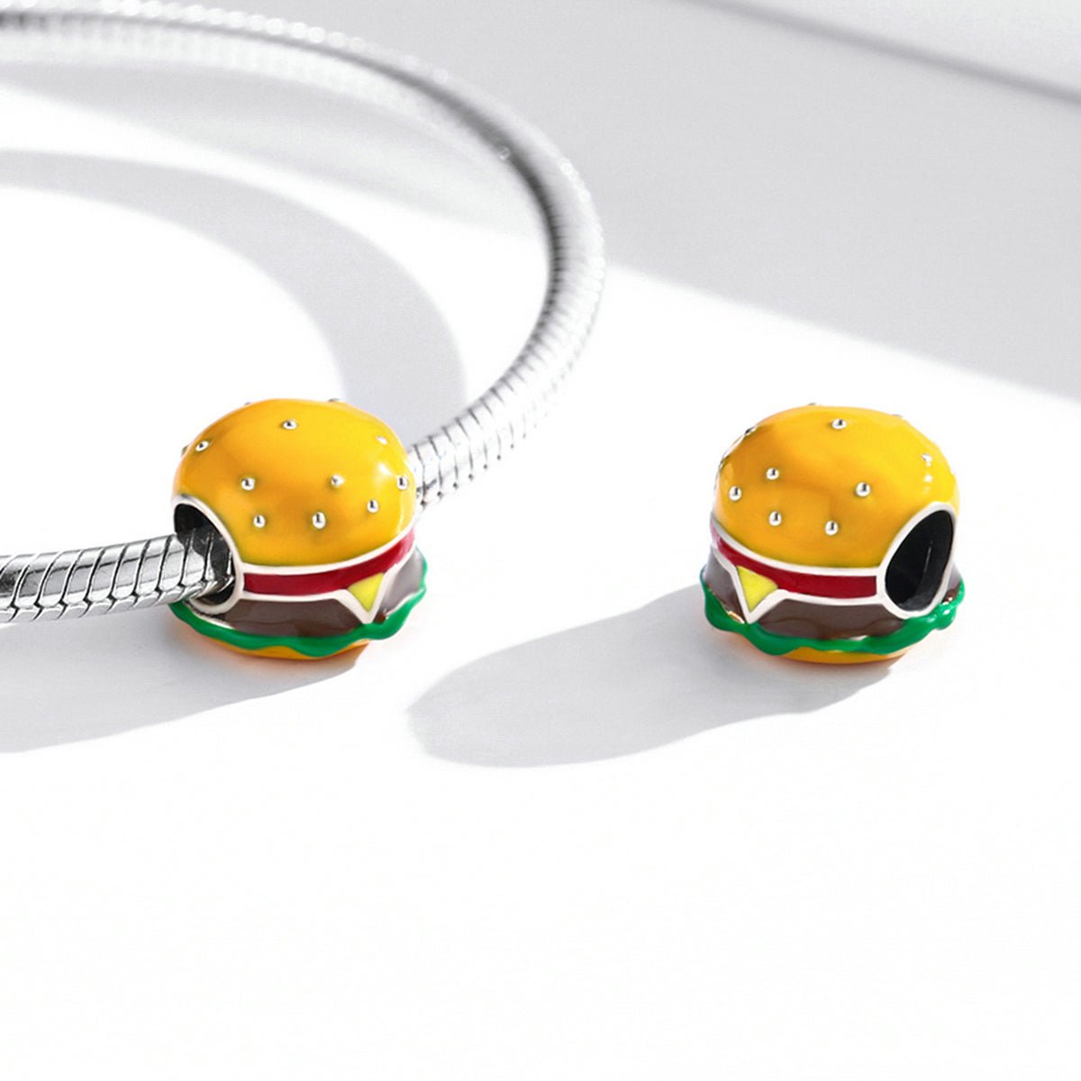 Silver Charm Delicious Hamburger Meal Charm For Sale - sursenso Charm