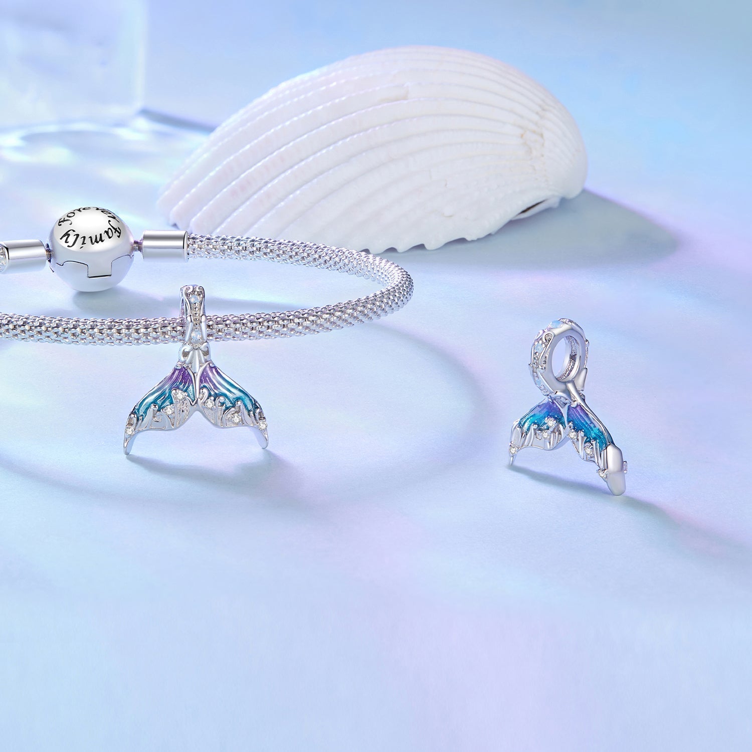 Silver Charm Dreamy Mermaid Tail CZ Charm For Sale - sursenso Charm