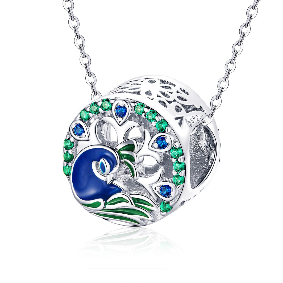 Silver Charm eacock Spreads Tail CZ Charm For Sale - sursenso Charm