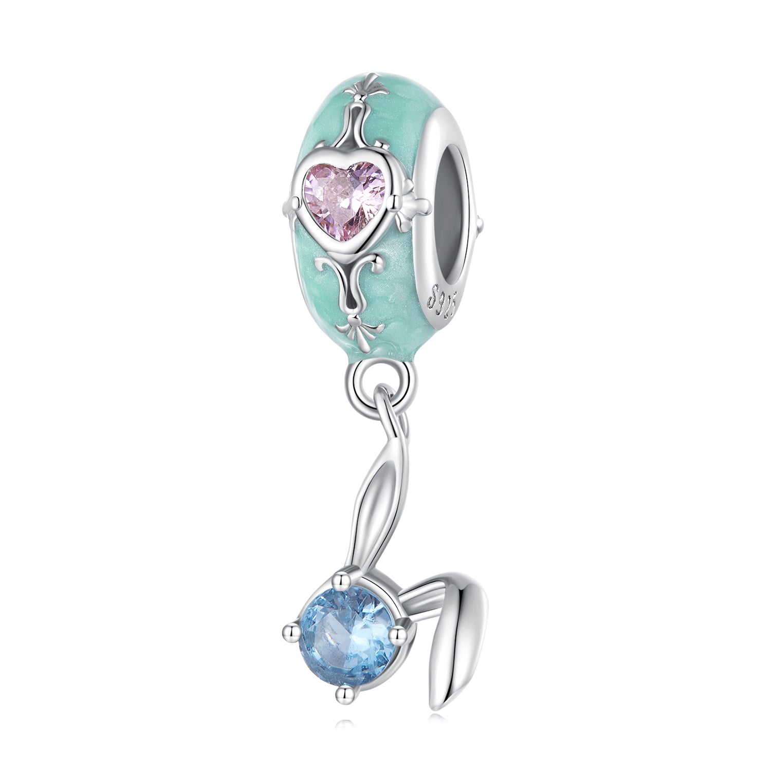 Silver Charm Easter Bunny Blue CZ Charm For Sale - sursenso Charm