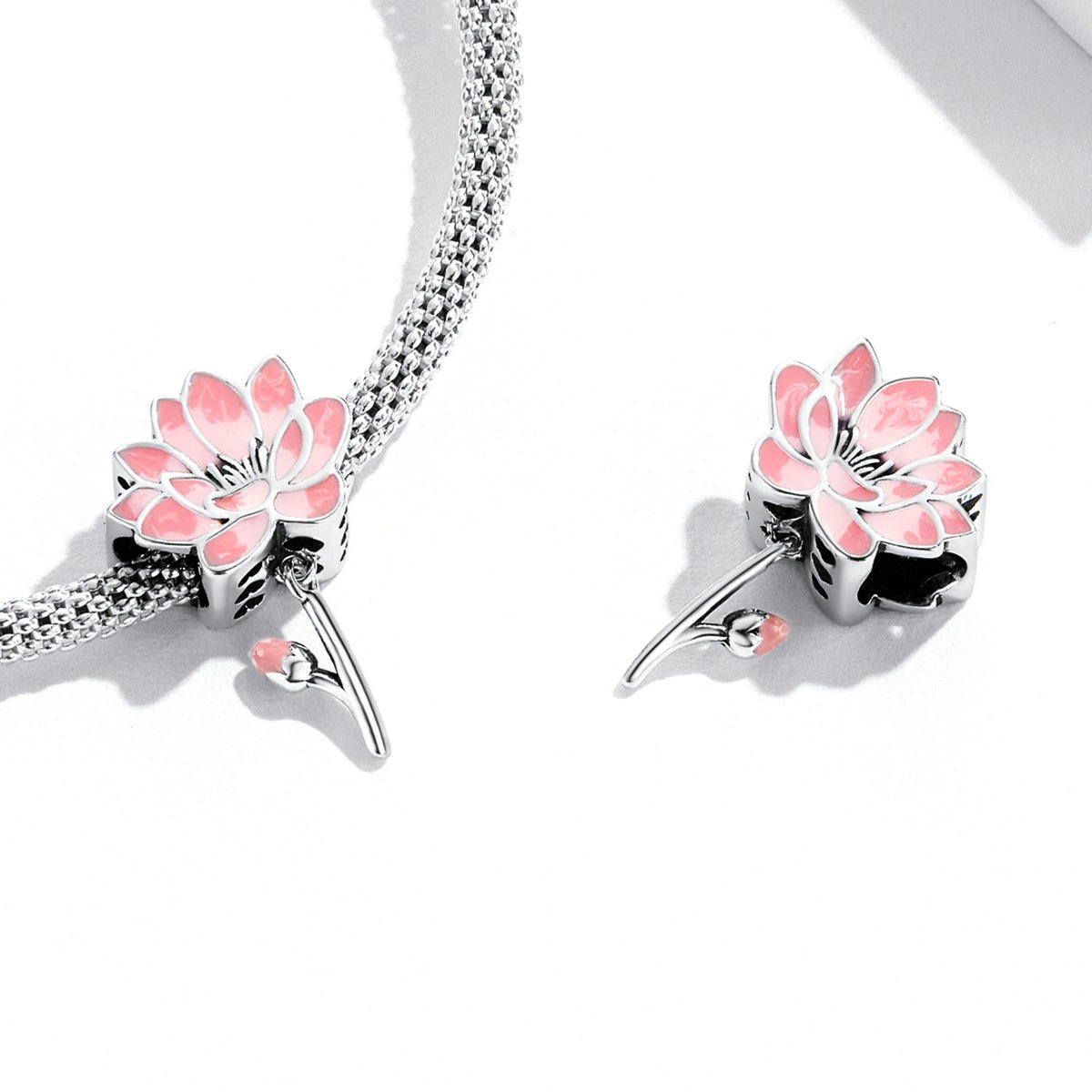 Silver Charm Elegant Fresh Lotus Flower Charm For Sale - sursenso Charm
