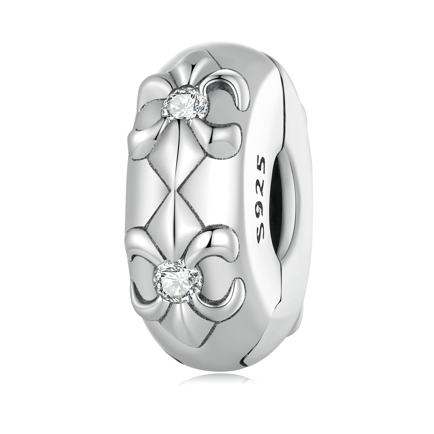 Silver Charm Elegant Irises CZ Stopper Charm For Sale - sursenso Charm