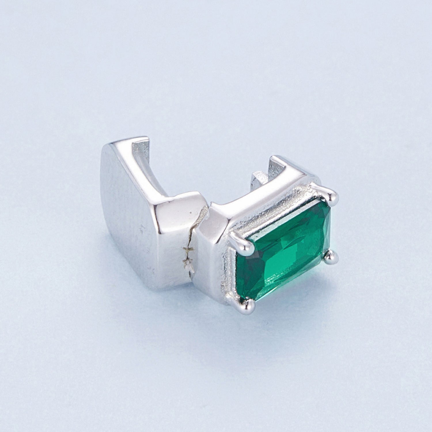 Silver Charm Emerald Square CZ Stopper Charm For Sale - sursenso Charm