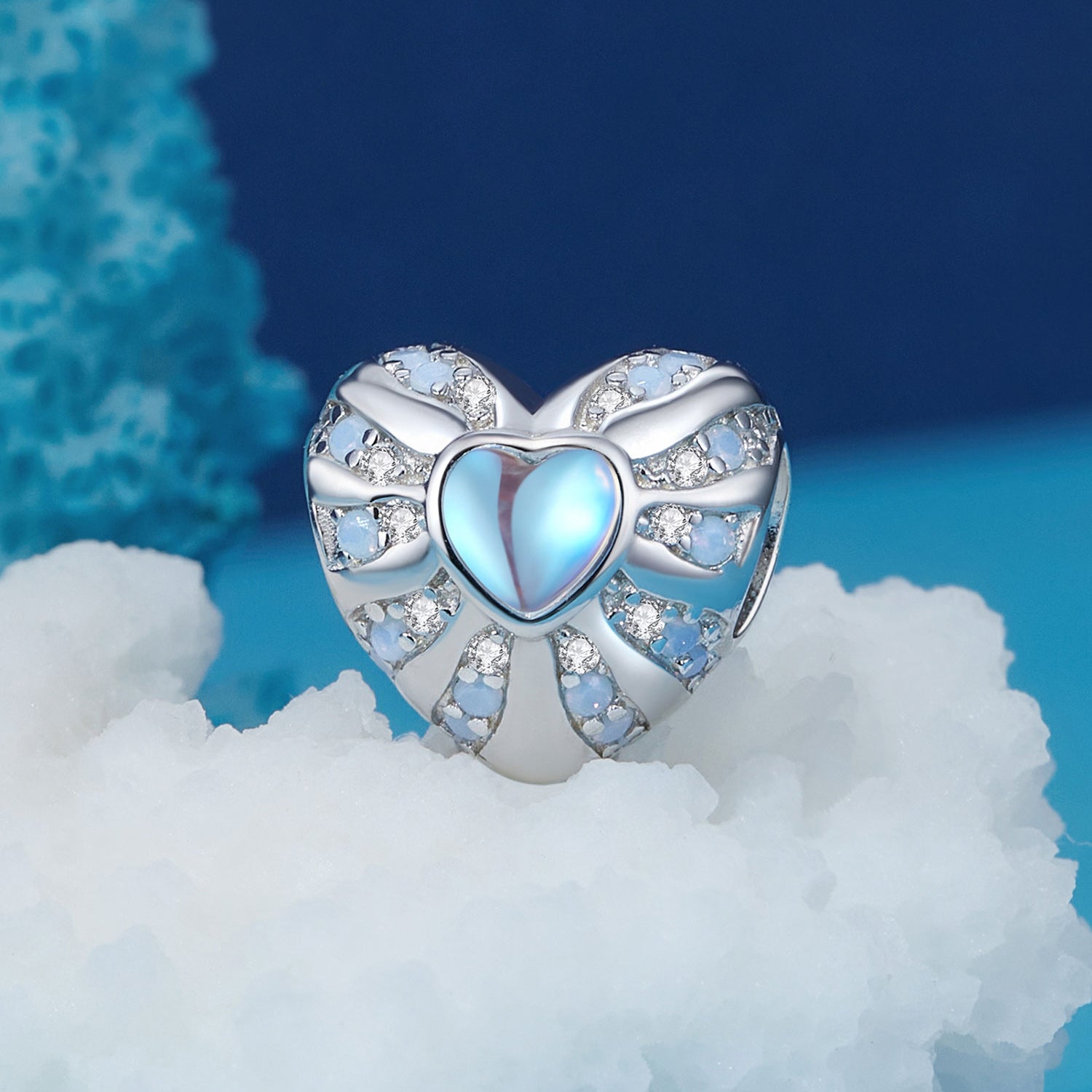 Silver Charm Enchanted Heart CZ Charm For Sale - sursenso Charm