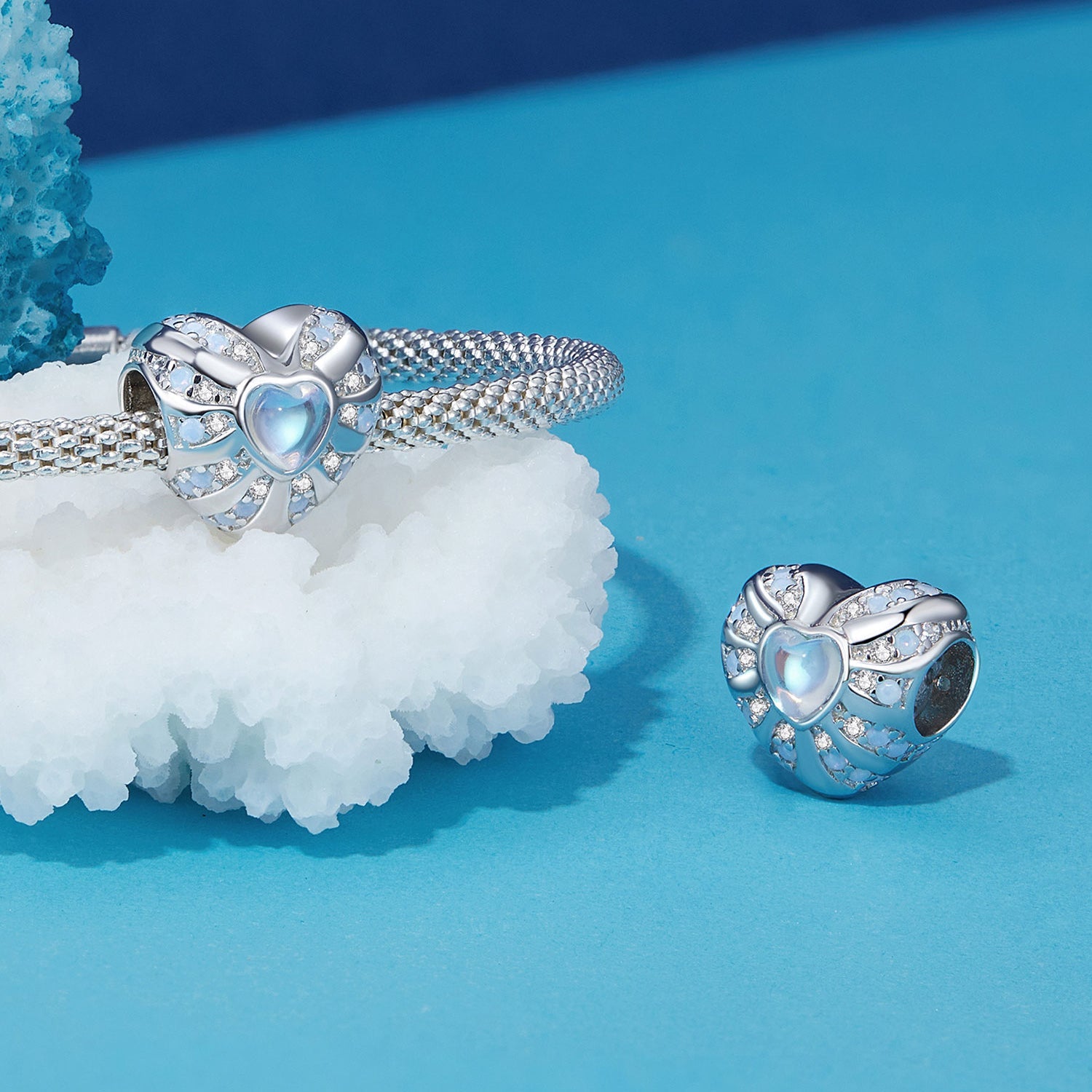 Silver Charm Enchanted Heart CZ Charm For Sale - sursenso Charm