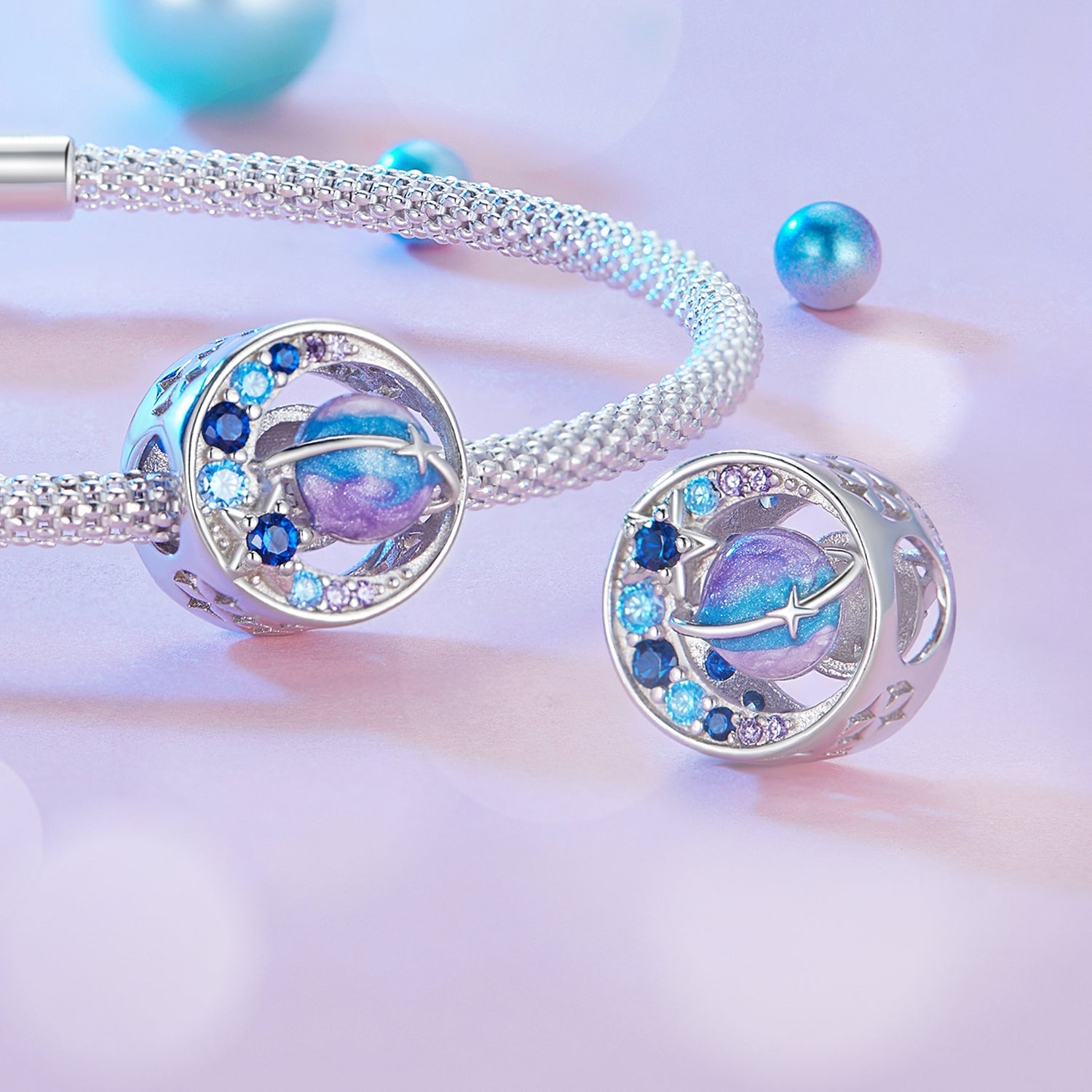 Silver Charm Fantasy Planet CZ Charm For Sale - sursenso Charm