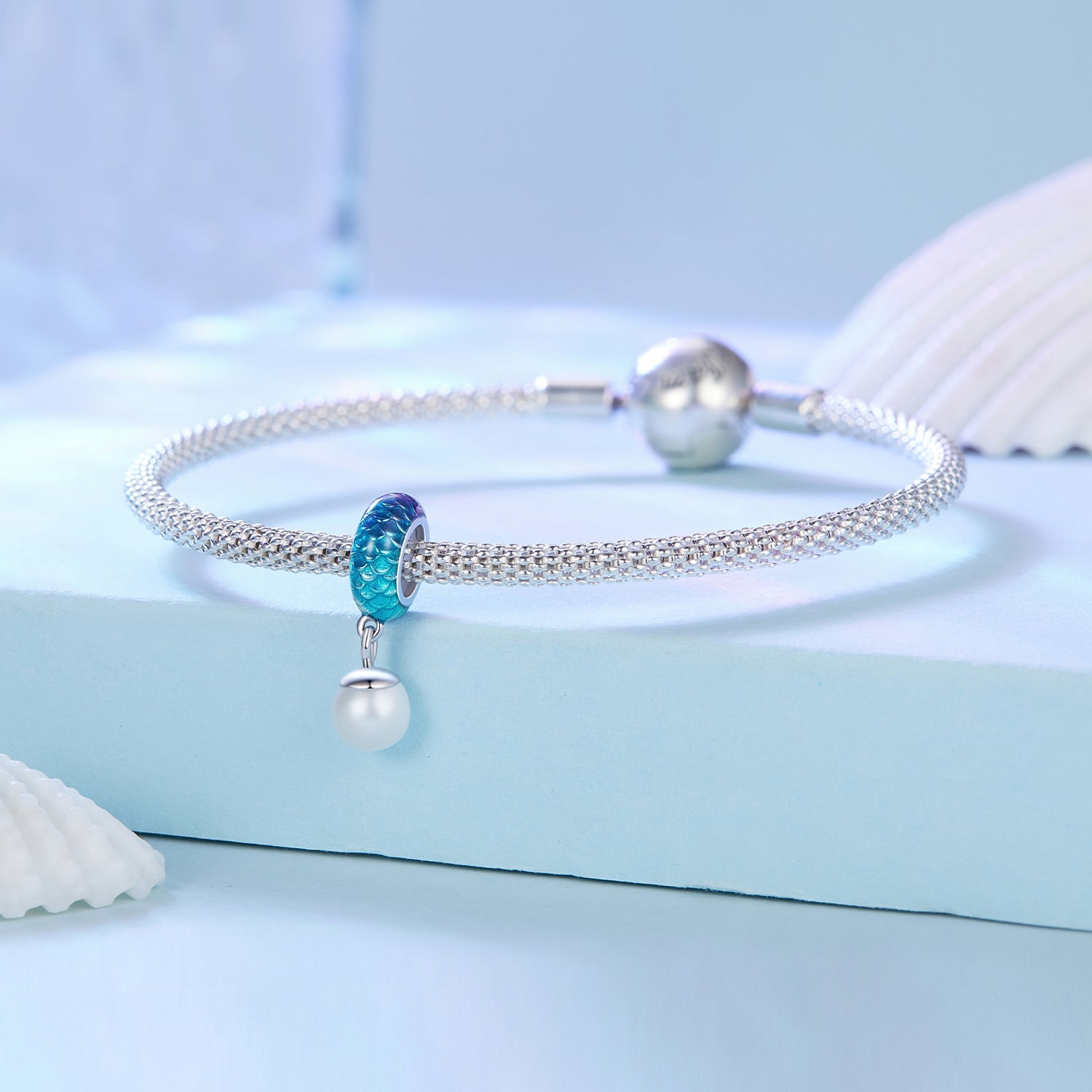 Silver Charm Fish Scale Shell Pearl Charm For Sale - sursenso Charm