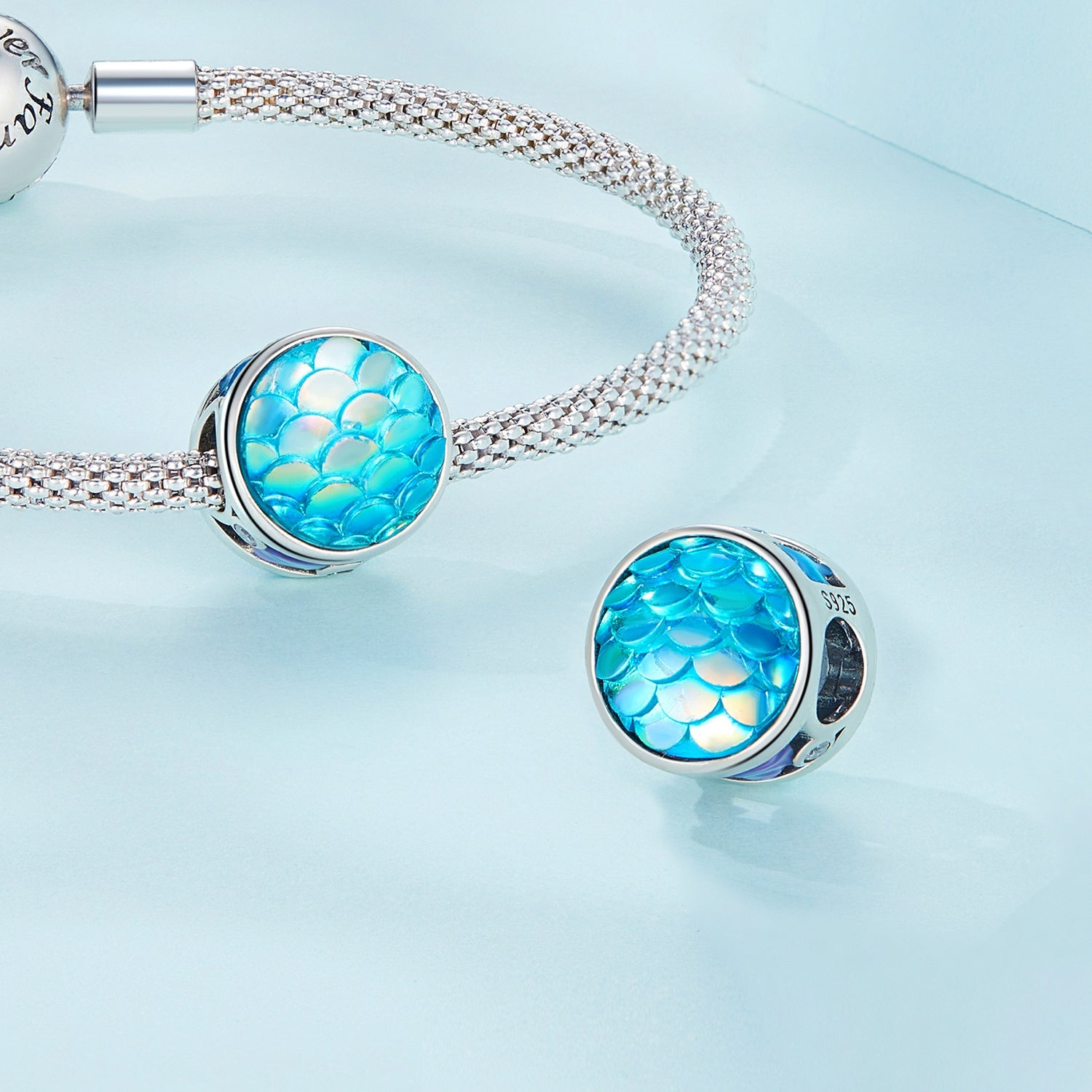 Silver Charm Fish Scale with Colored CZ Charm For Sale - sursenso Charm