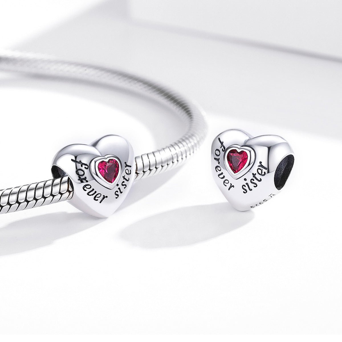 Silver Charm Forever Sister Love CZ Charm For Sale - sursenso Charm