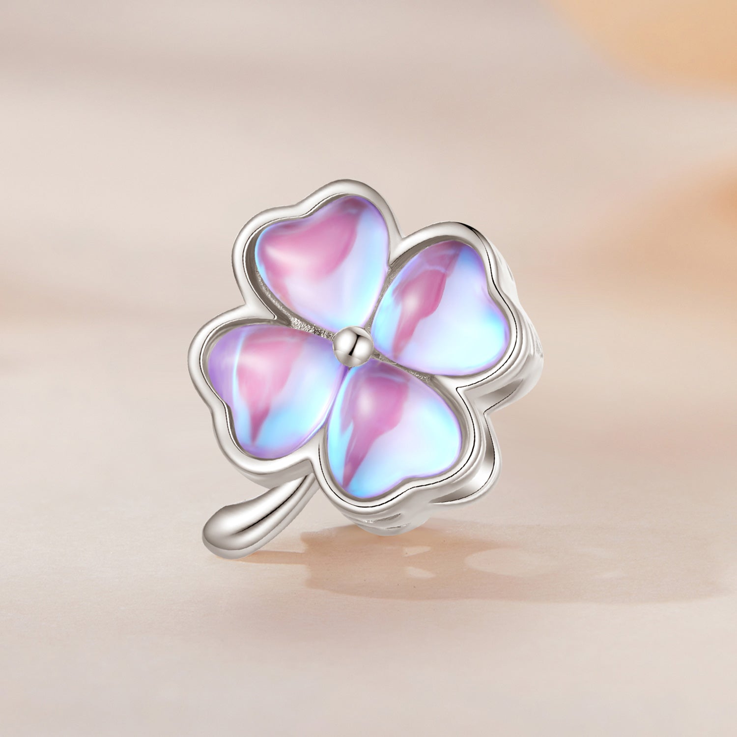 Silver Charm Four Leaf Coloured Glaze Charm For Sale - sursenso Charm