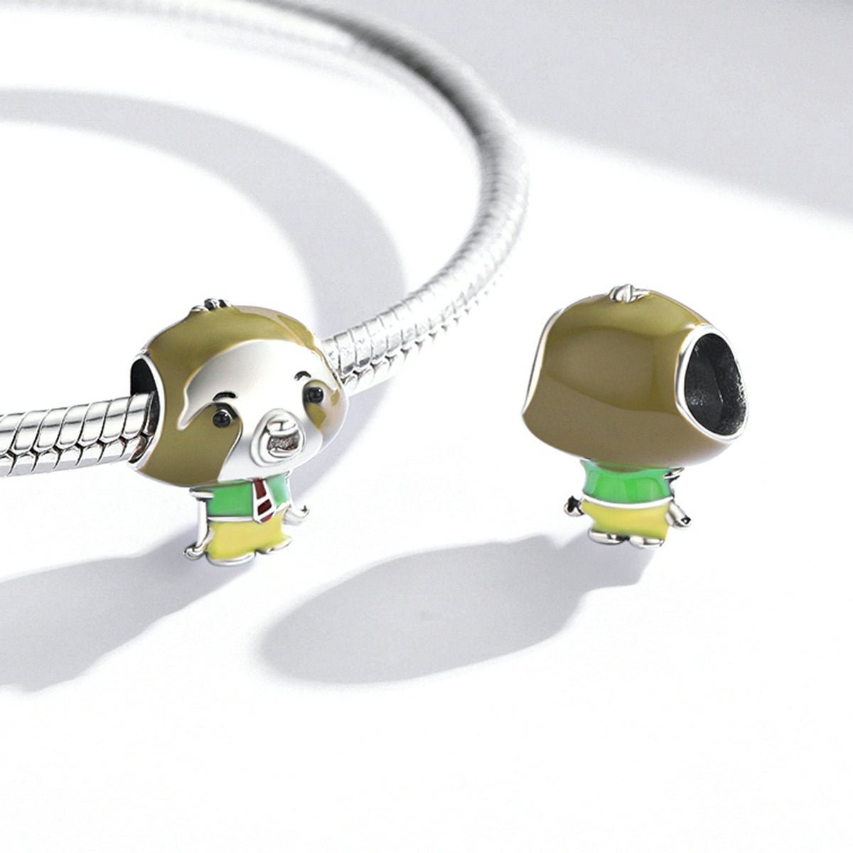 Silver Charm Green Mr Sloth Animal Enamel Charm For Sale - sursenso Charm