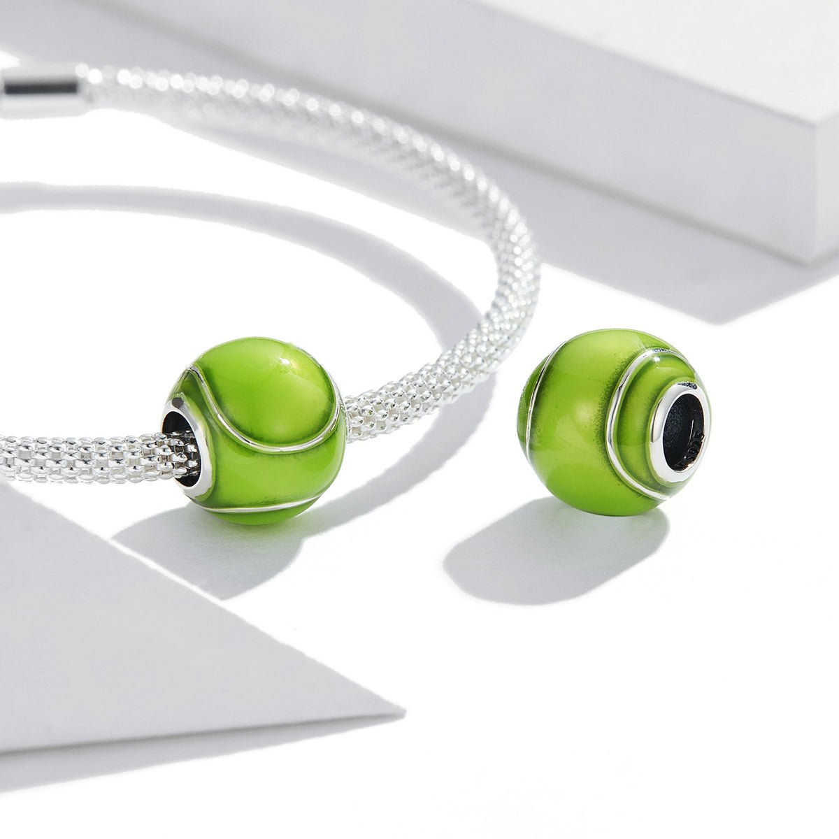 Silver Charm Green Tennis Ball Charm For Sale - sursenso Charm
