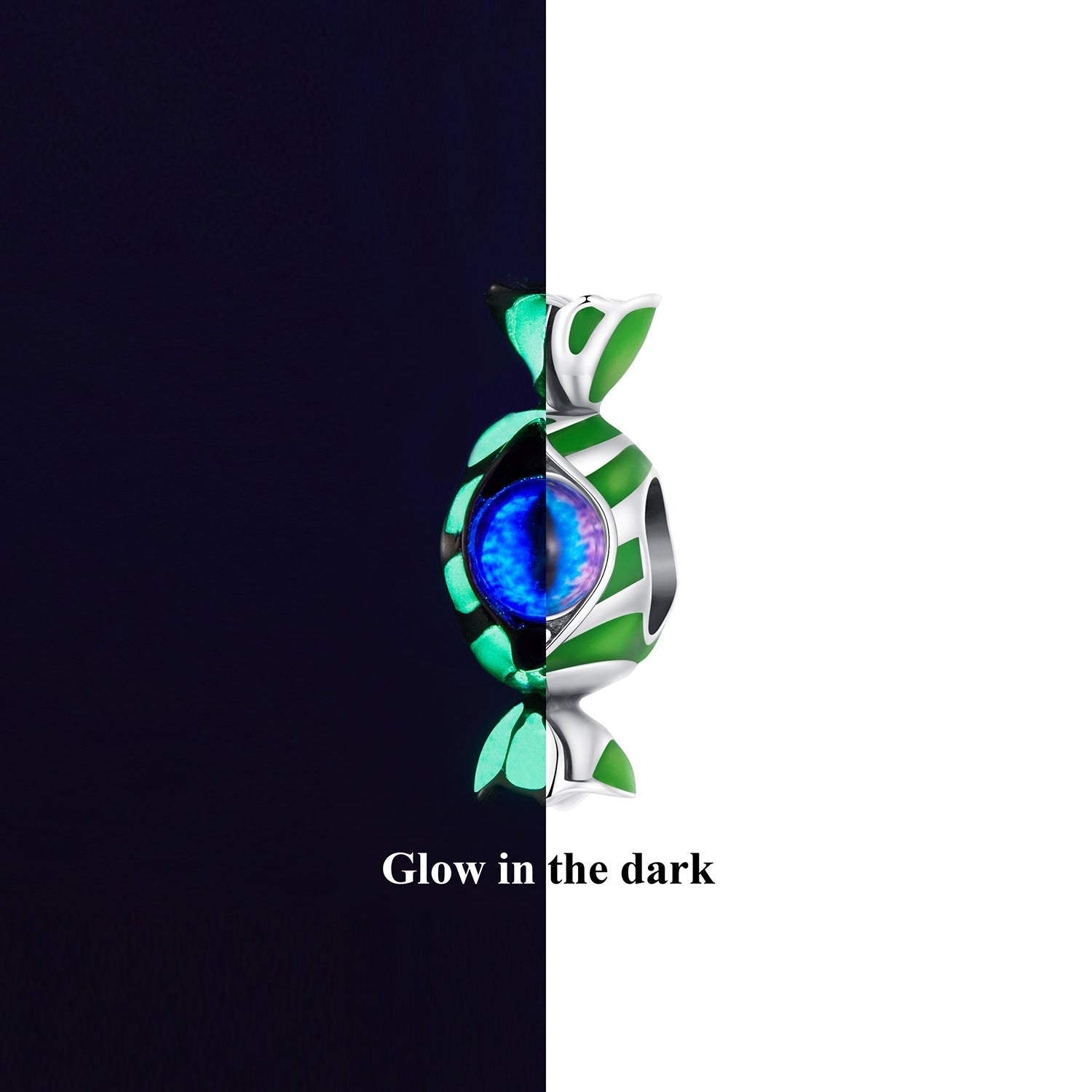 Silver Charm Halloween Candy Blue Eyes CZ Charm For Sale - sursenso Charm